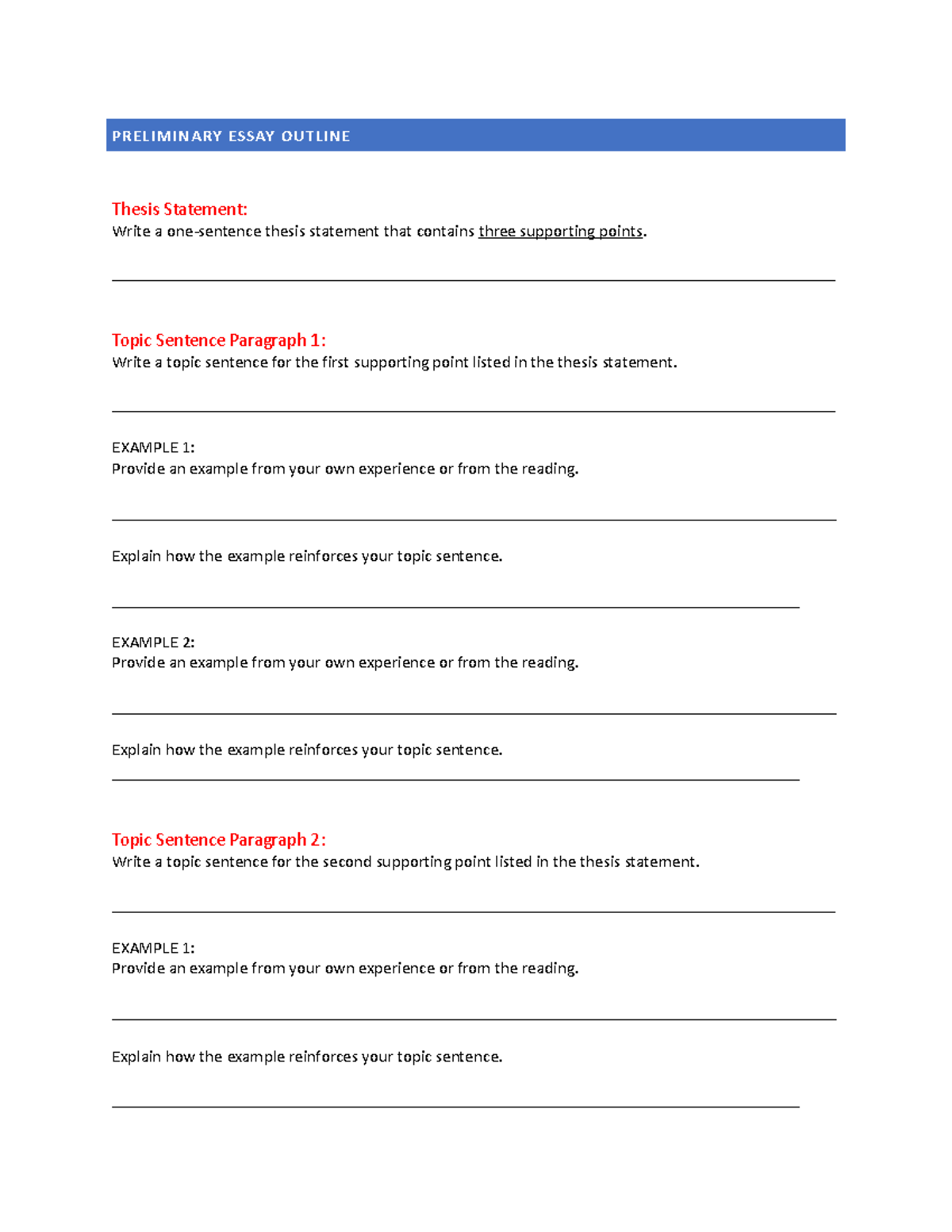 COMM 161 - Preliminary Essay Outline Template - PRELIMINARY ESSAY ...