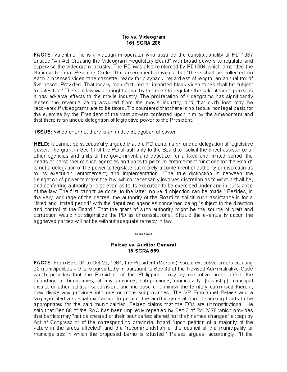 Powers of Admin Agencies Cases - Tio vs. Videogram 151 SCRA 208 FACTS ...