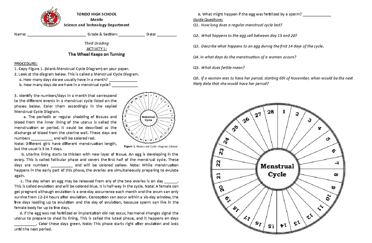 Act1.Mentsrual Cycle - TONDO HIGH SCHOOL Manila Science and Technology ...