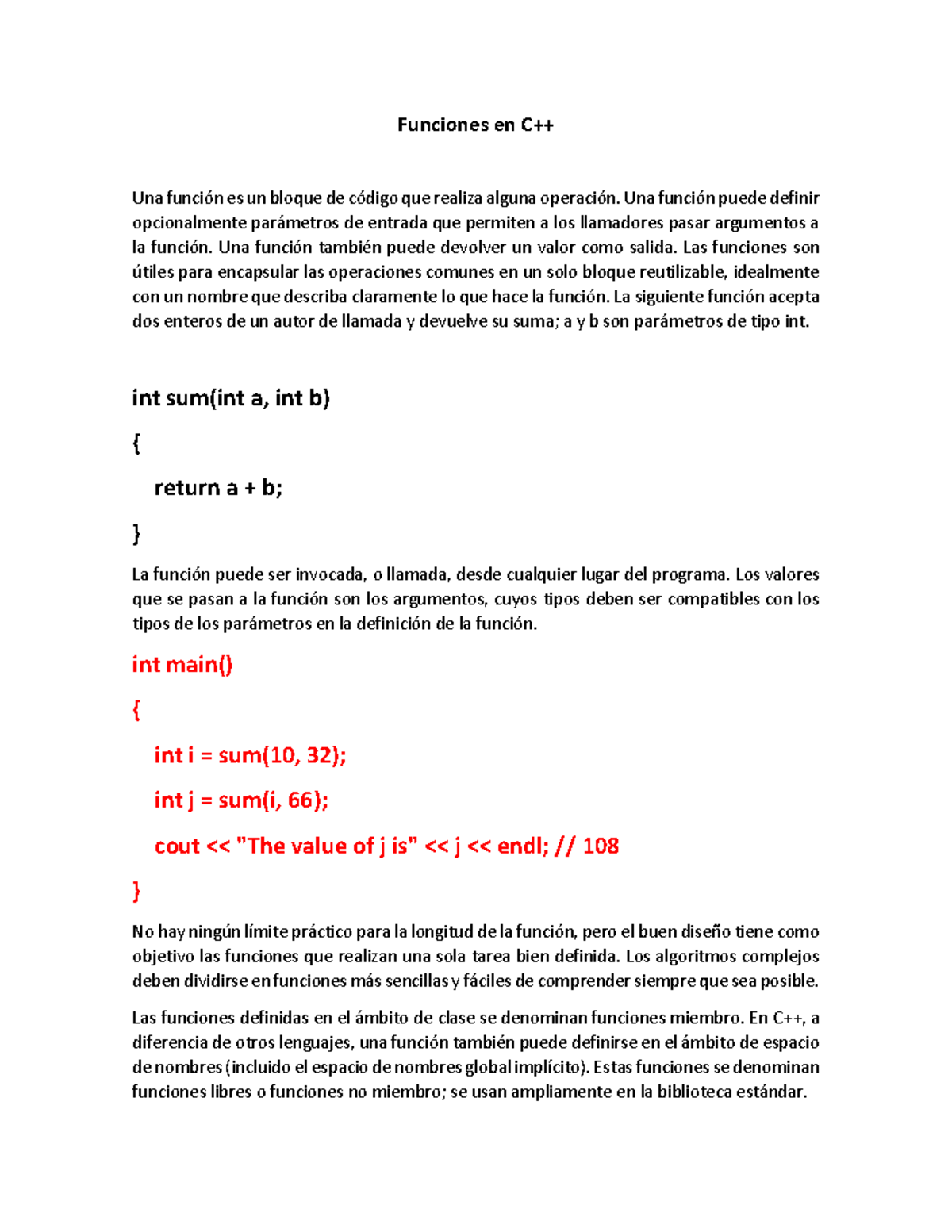 Funciones en C++ 3ero - Funciones en C++ Una función es un bloque de ...