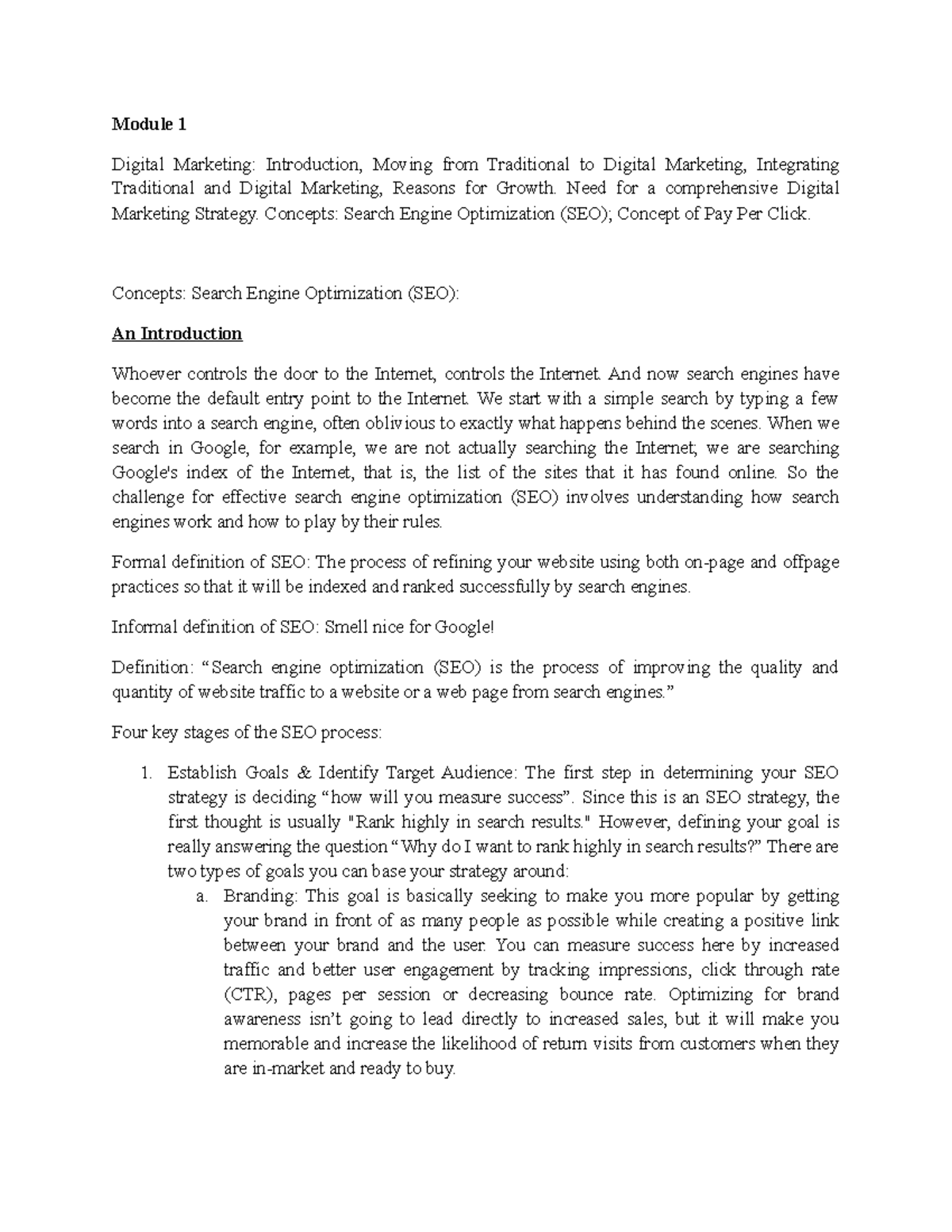 Module -1 Notes Digital Marketting and SEO - Module 1 Digital Marketing ...
