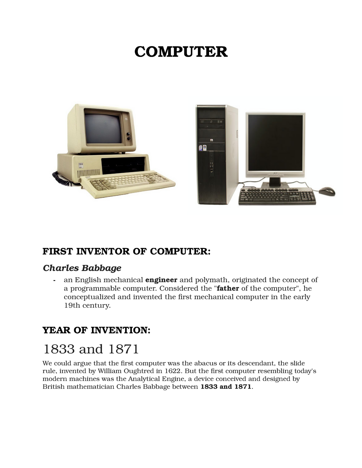 essay on invention of computer