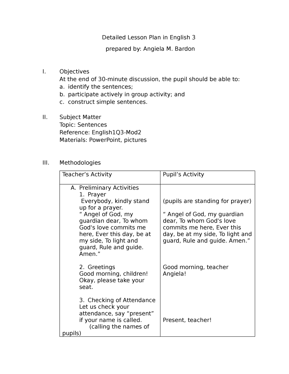 ENG1-DLP 2 - dlp - Detailed Lesson Plan in English 3 prepared by ...