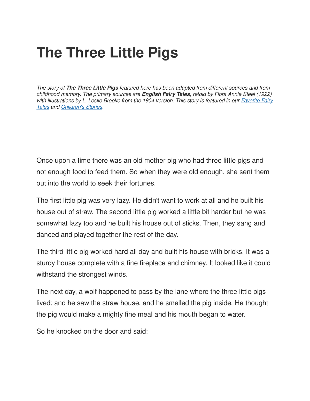 the three little pigs essay