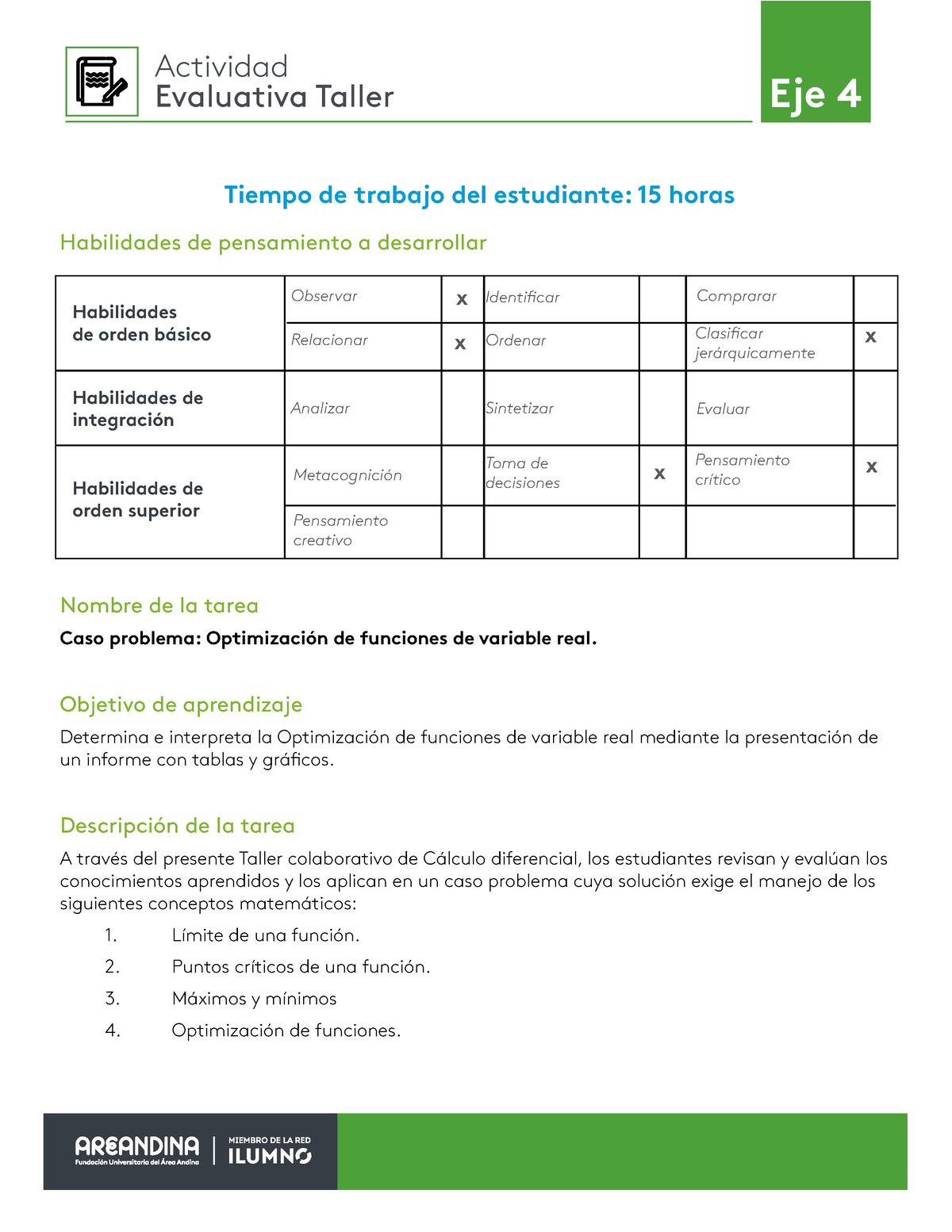 Tarea Eje 4 - Actividad Evaluativa Taller Eje 4 Tiempo De Trabajo Del ...