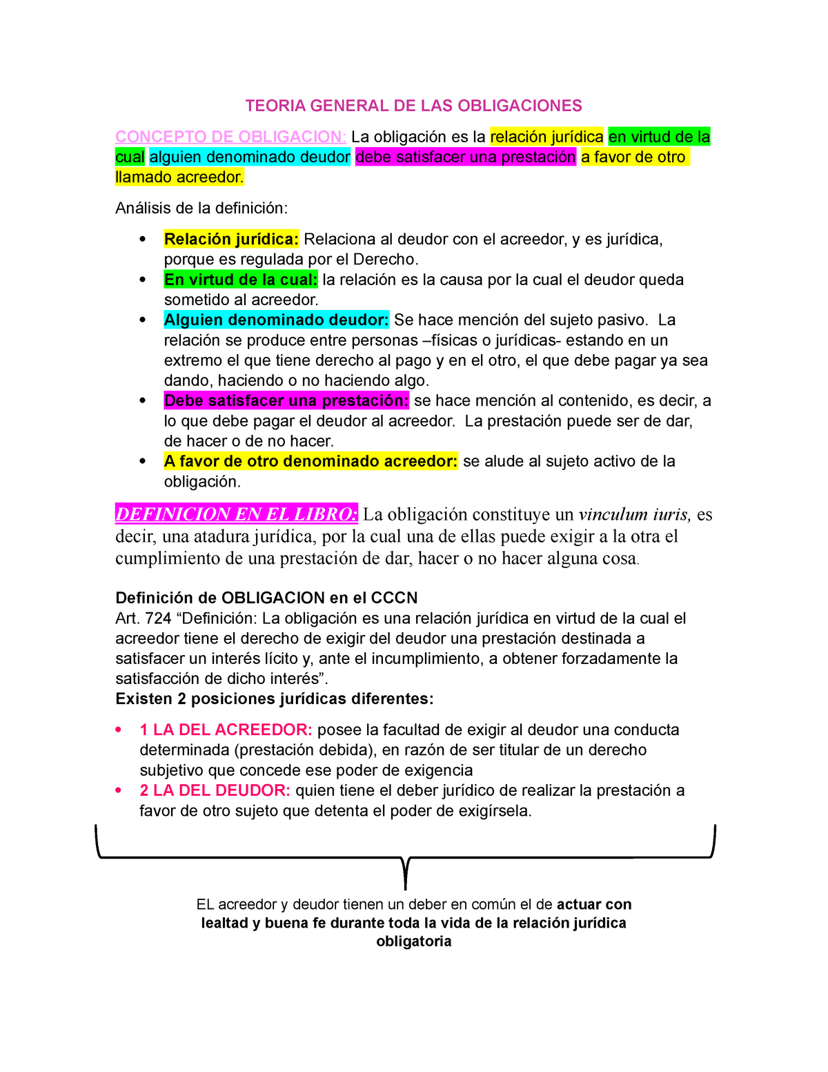 Resumen Primer Parcial Teoria General De Las Obligaciones Concepto De Obligacion La 6704