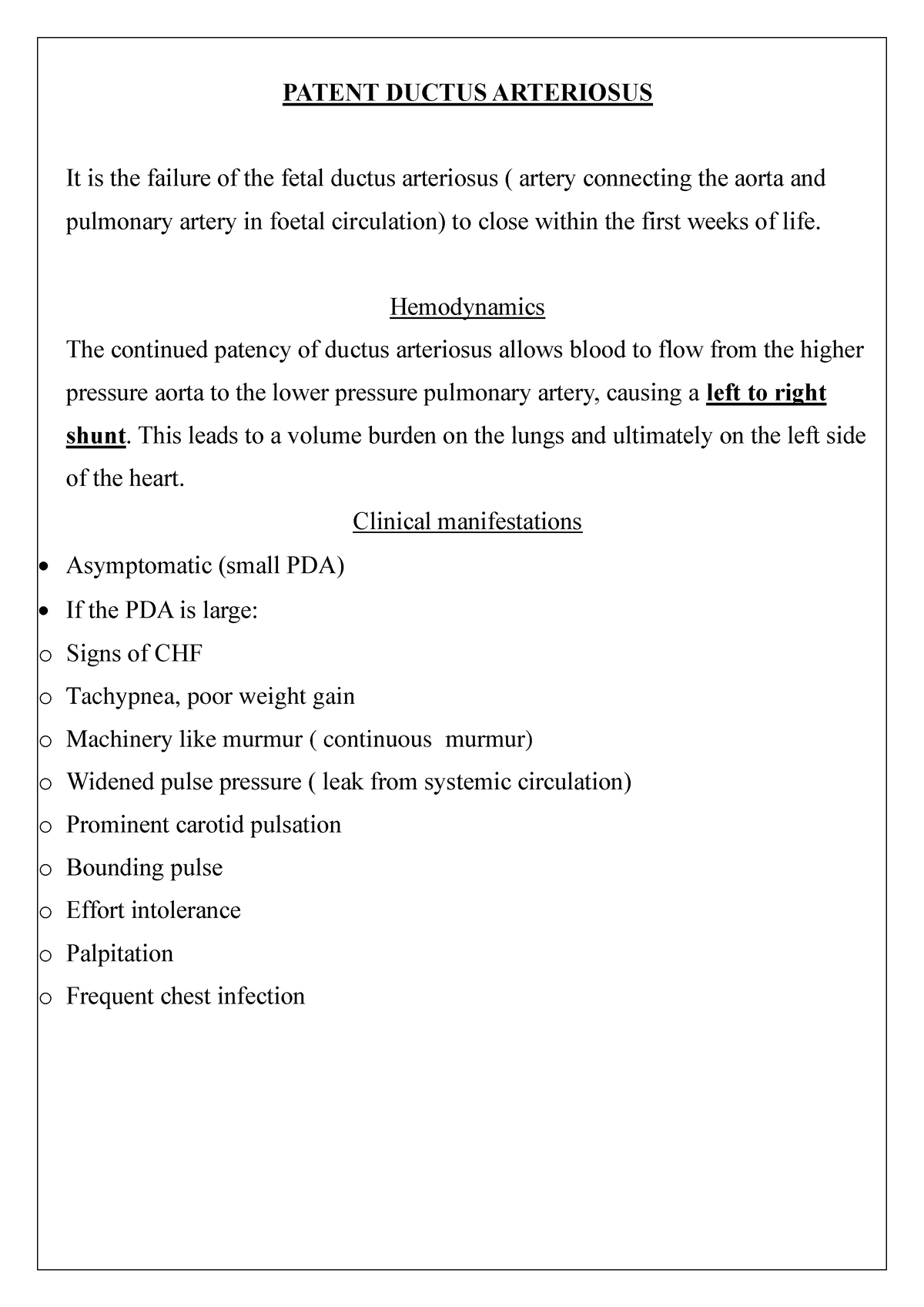 PDA - Pediatrics nursing notes of patent ductus arteriosus - PATENT ...