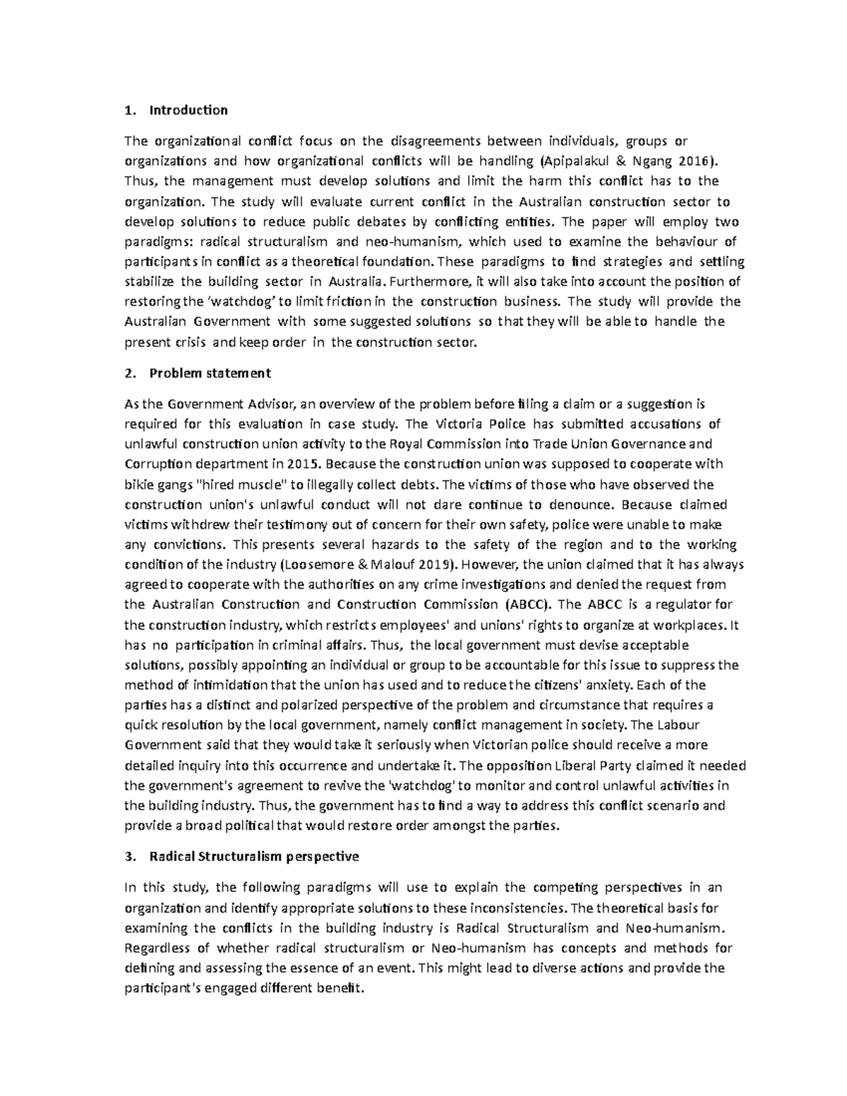 Tong Hoan Thanh OA sample - Introduction The organizational conflict ...