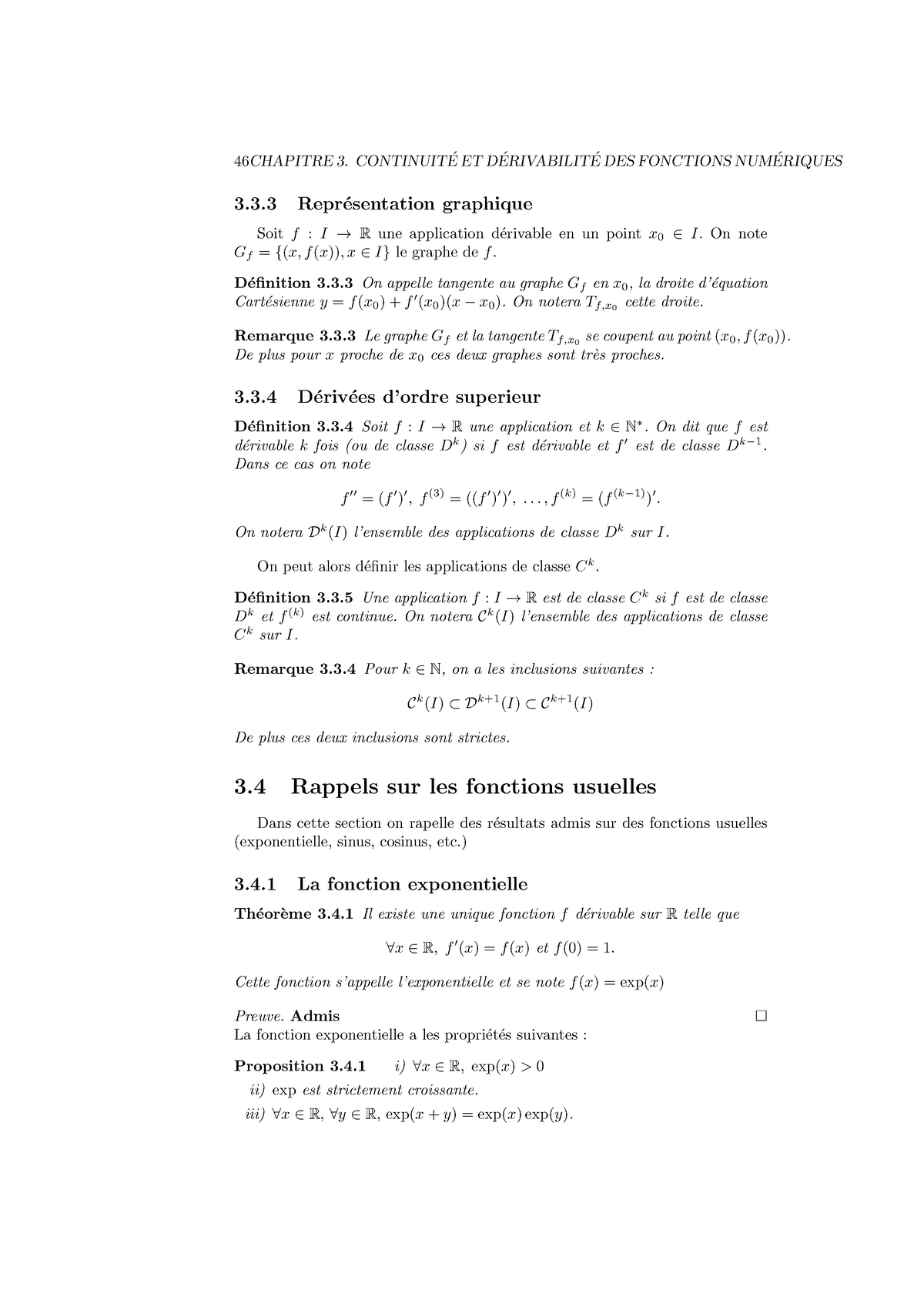 Cours Mathematique D'analyse 2-16 - 46 CHAPITRE 3. CONTINUIT ́E ET D ...