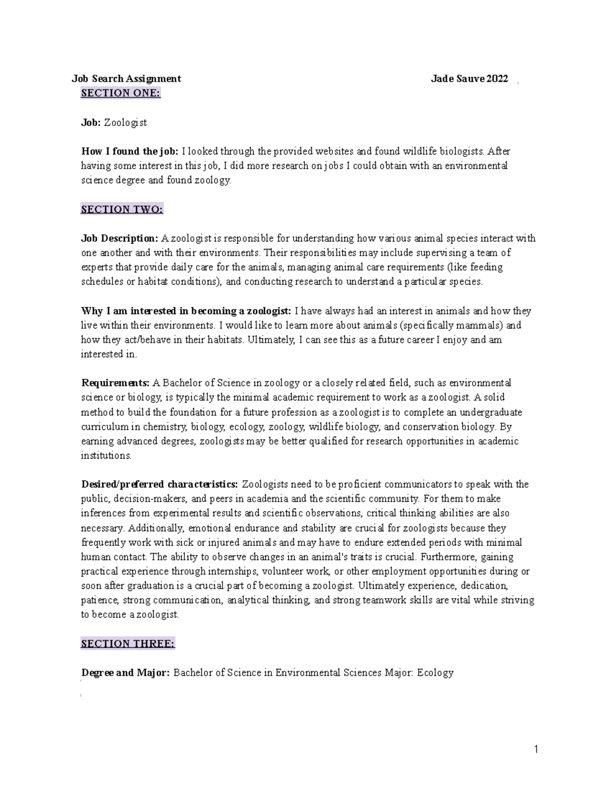 Job Search Assignment - After having some interest in this job, I did ...