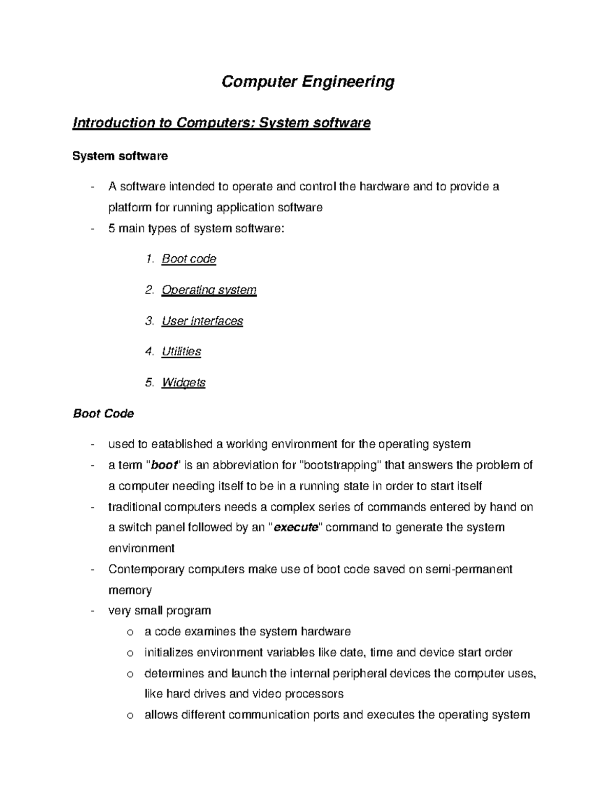 Introduction to Computers: System software - Computer Engineering ...