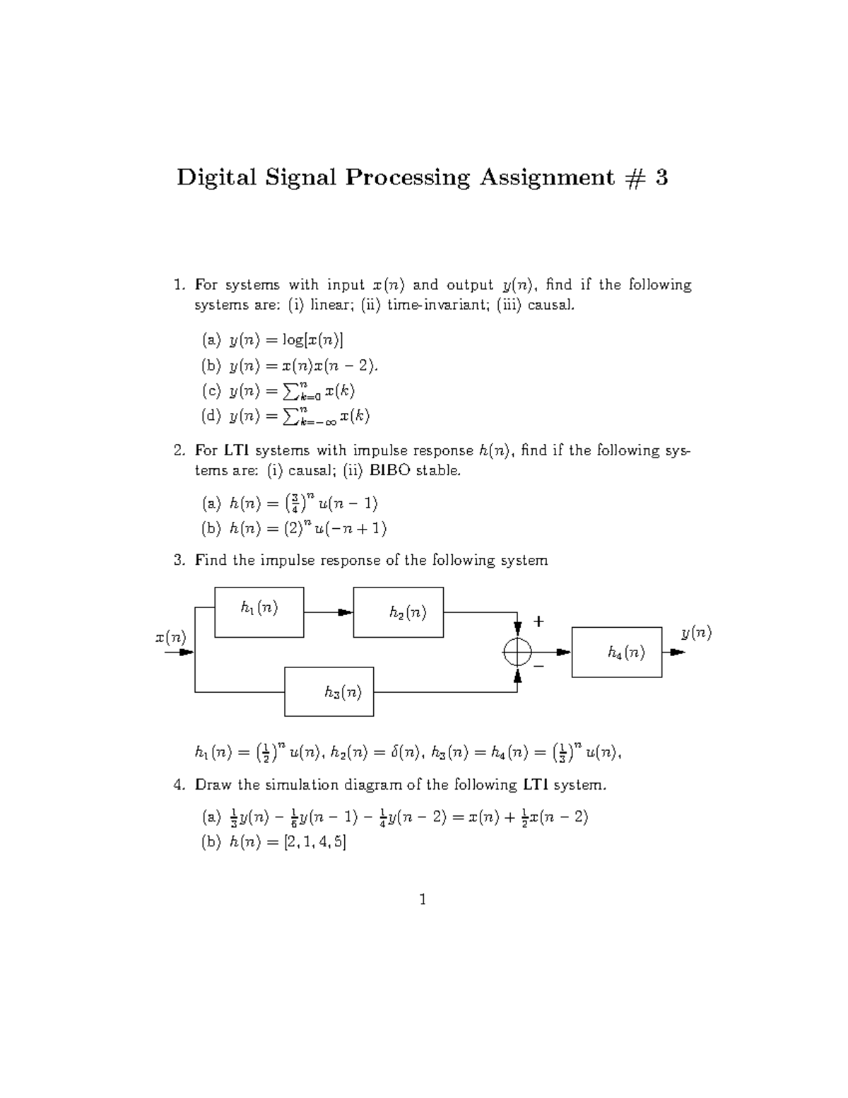 Assignment 3 Questions Eleg 5173l Digital Signal Processing Studocu