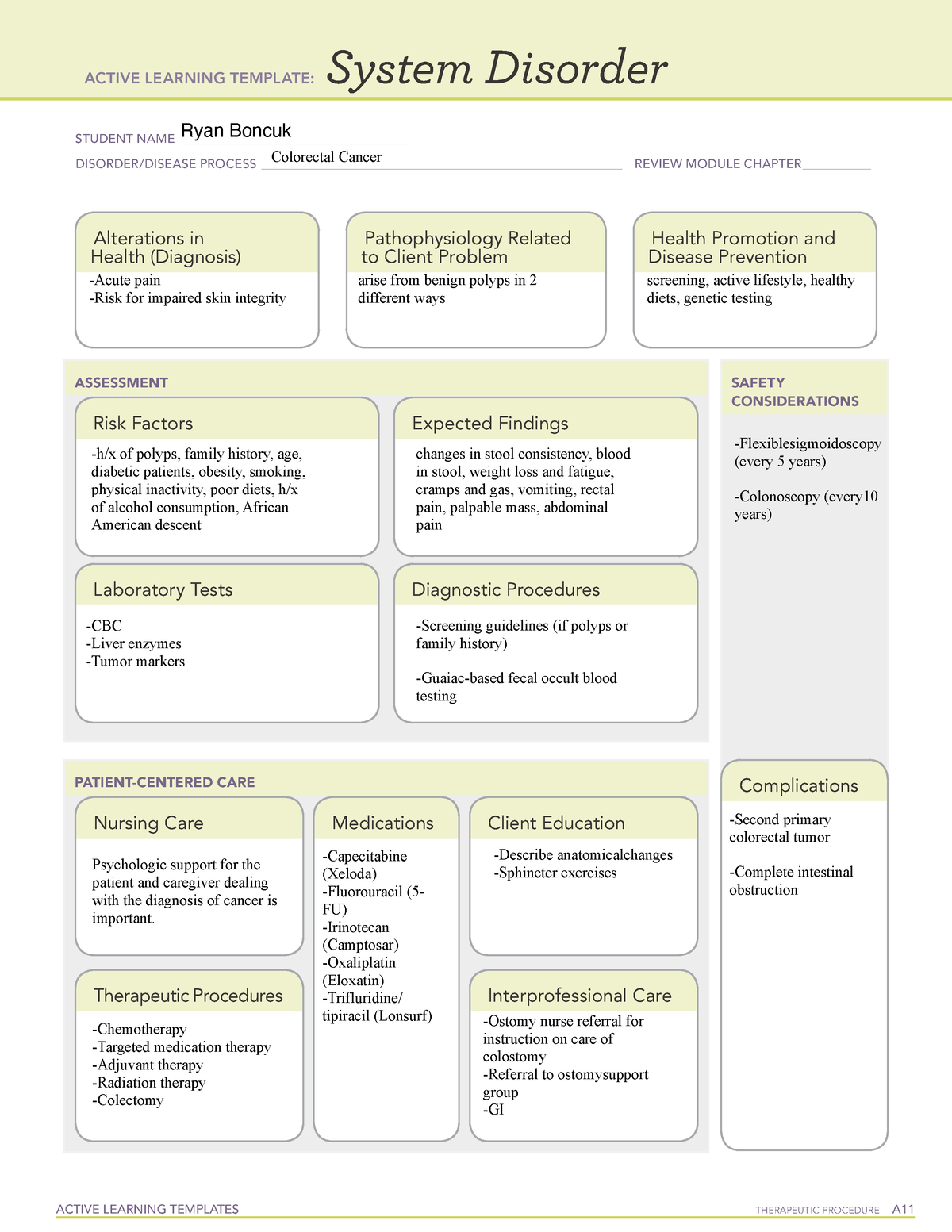 Colorectal Cancer - ATI Template - ACTIVE LEARNING TEMPLATES ...