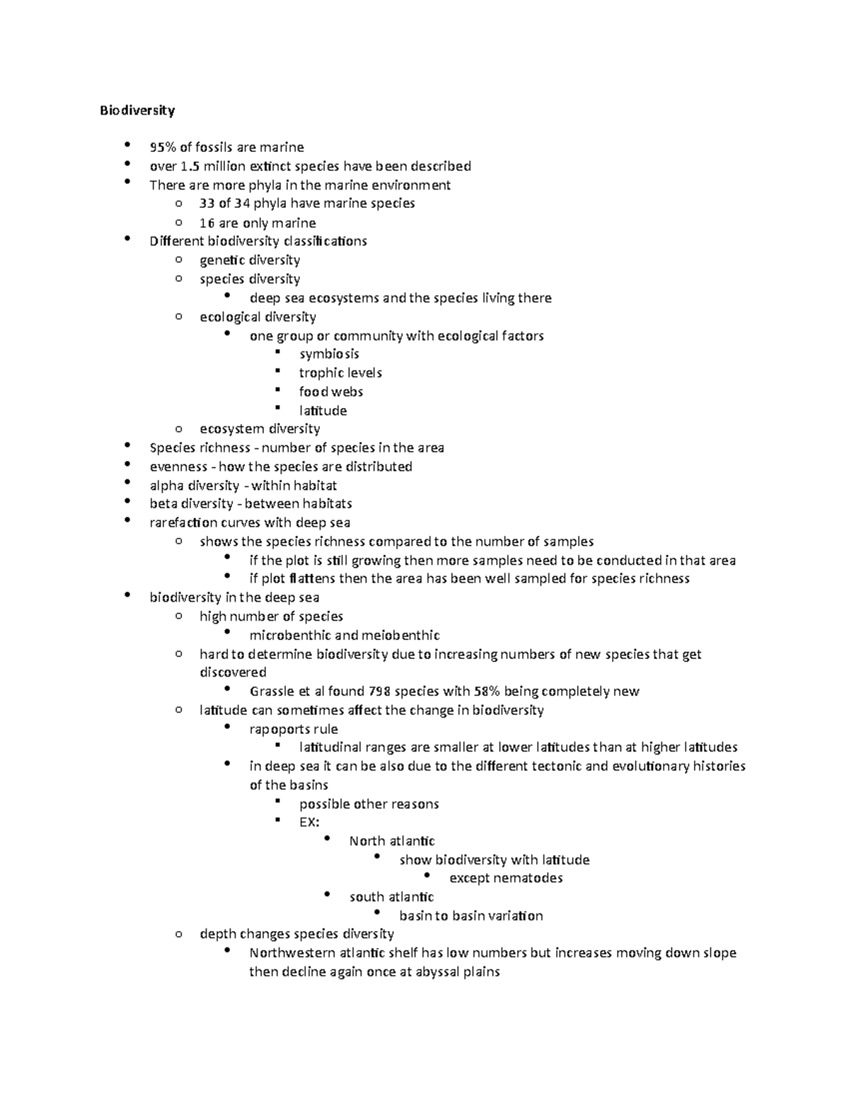 Biodiversity Notes - Biodiversity 95% of fossils are marine over 1 ...