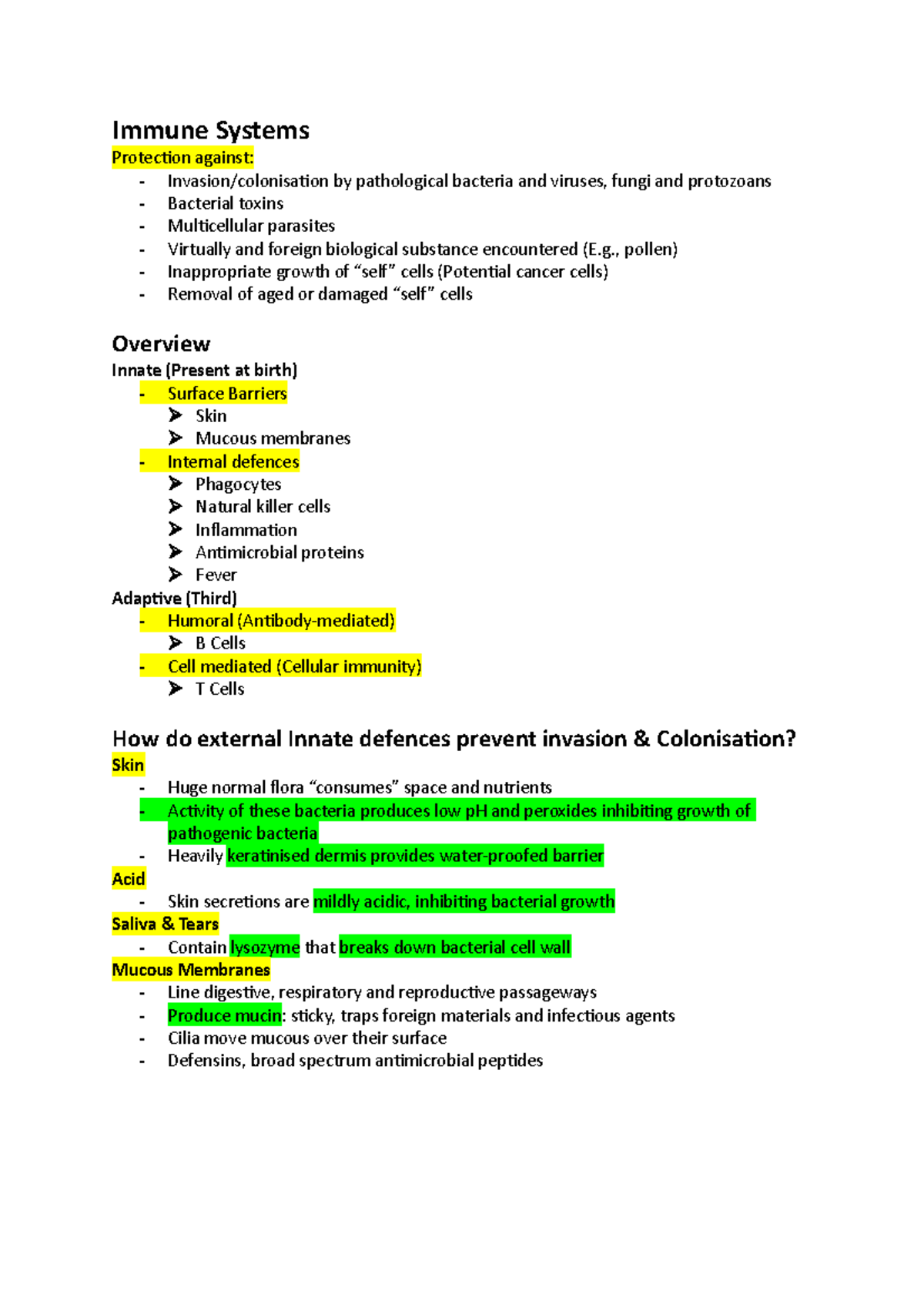 Immune Systems - Immune Systems Protection against: - Invasion ...