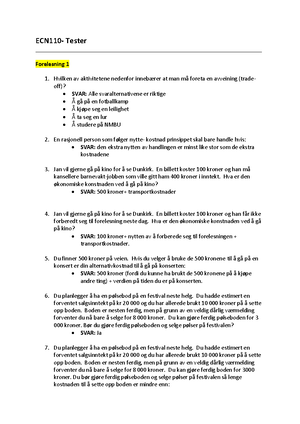 Oppgave 1 - ECN110 - Innledning Til Mikroøkonomi - Oppgave 1) A) B) C ...