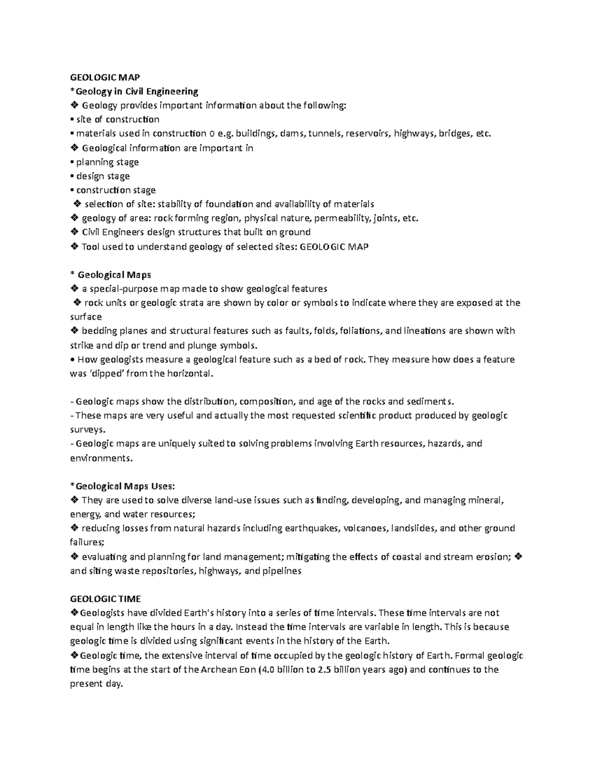 Geologic MAP AND Structures Notes - GEOLOGIC MAP *Geology in Civil ...