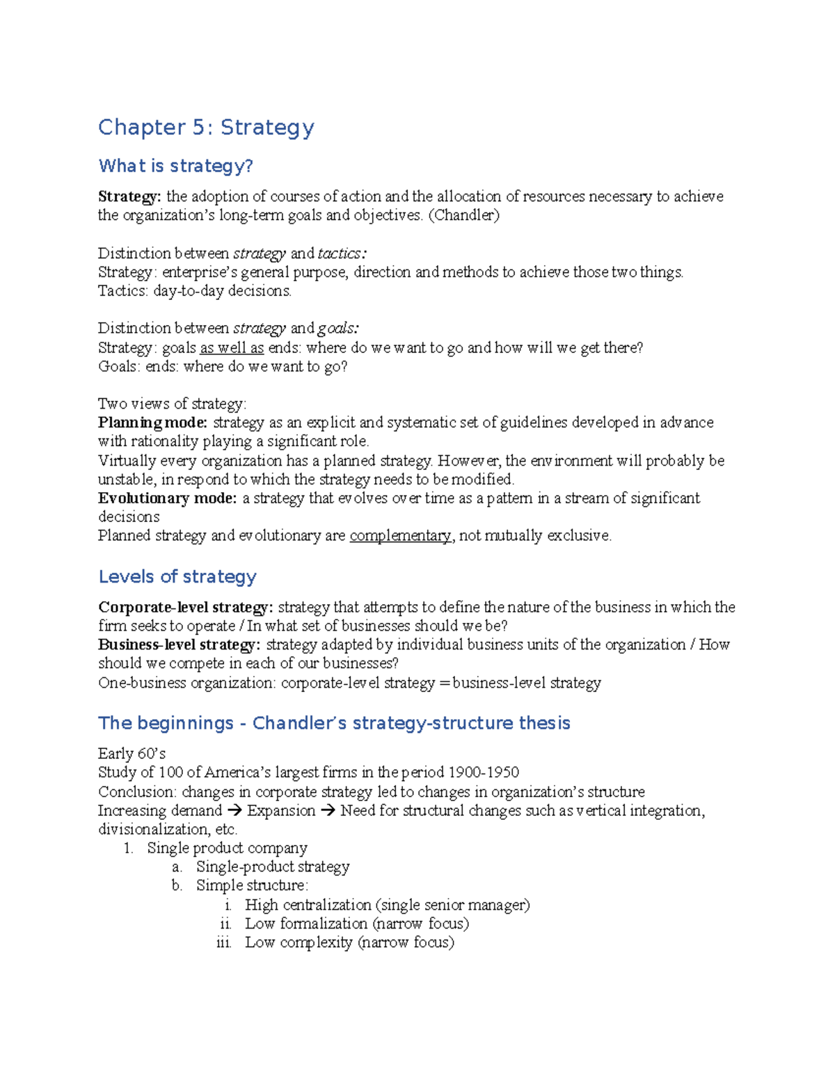 chapter-5-strategy-summary-organisation-theory-chapter-5-strategy