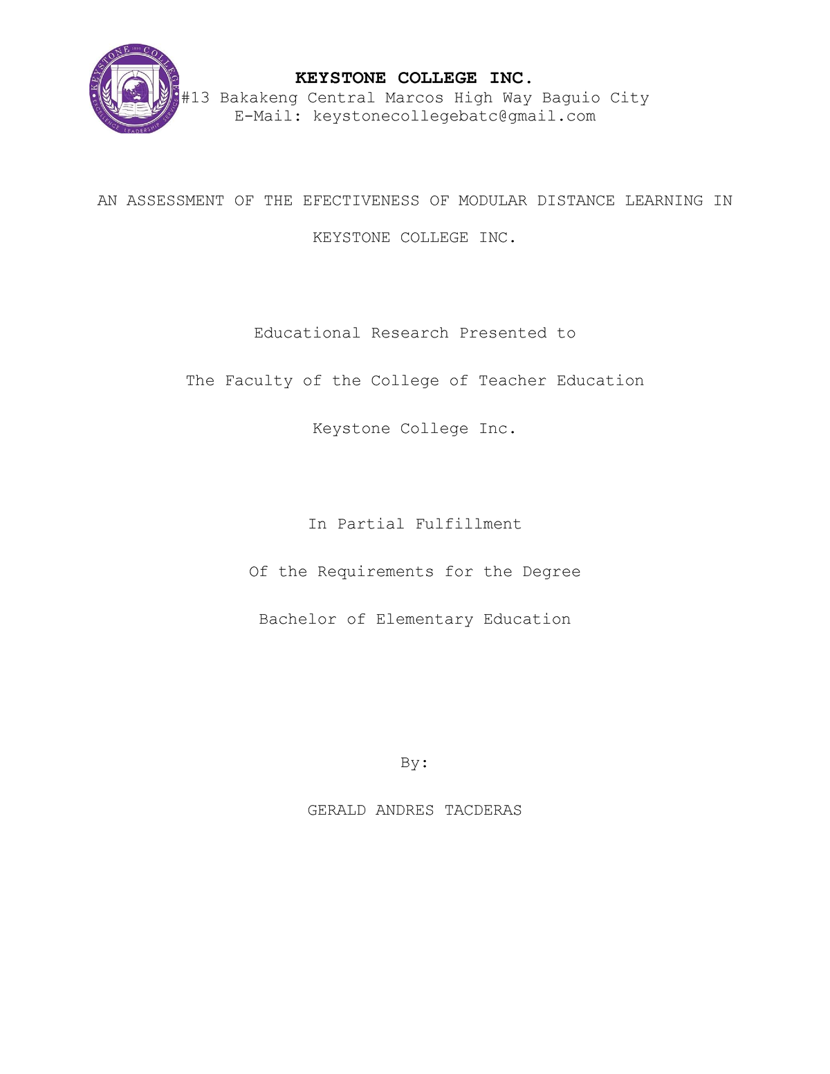 conclusion in research about modular distance learning