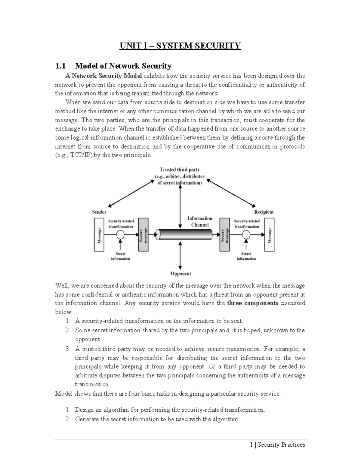 Security Practices - Nothing - UNIT I – SYSTEM SECURITY 1 Model of ...