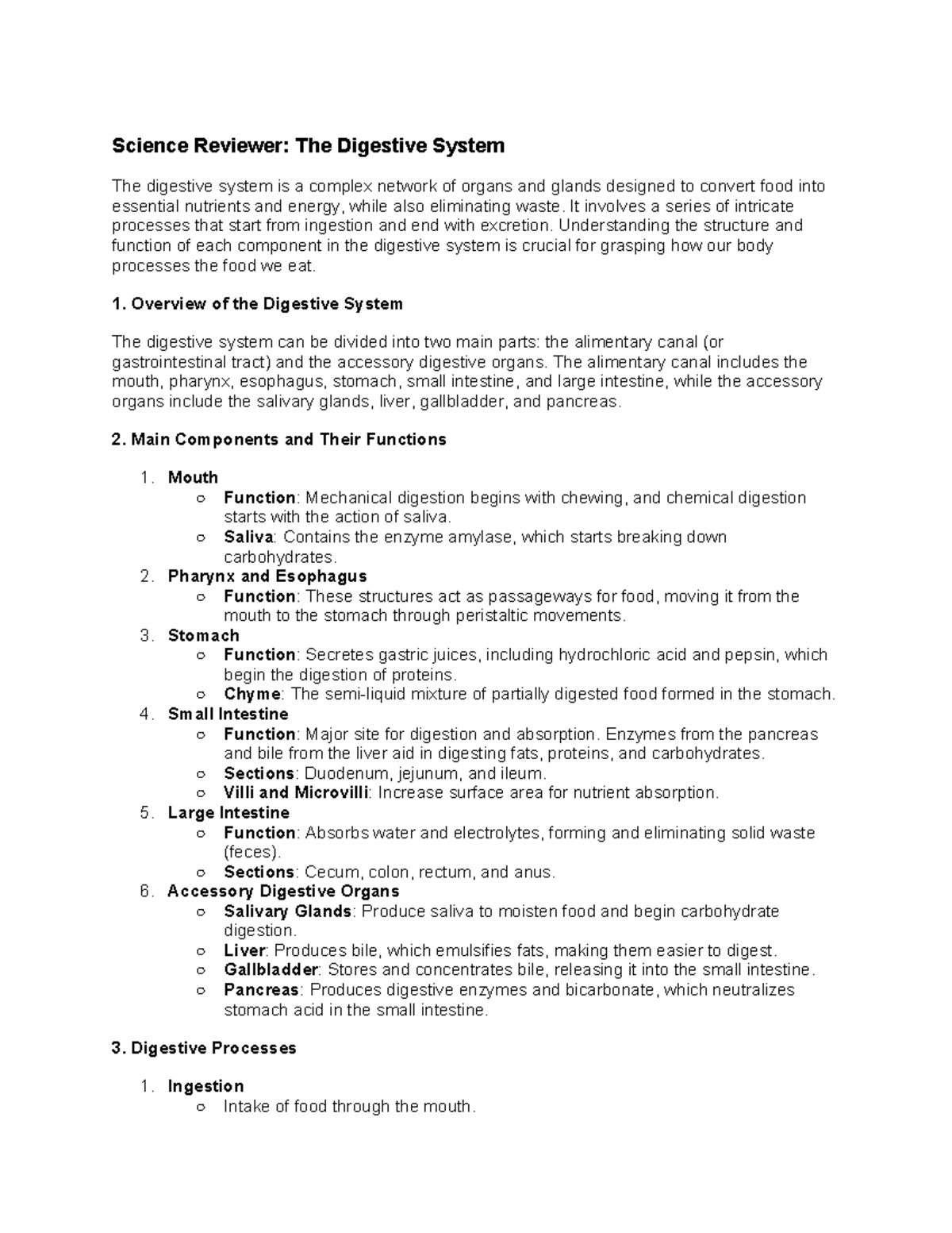 Reviewer 4 - good - Science Reviewer: The Digestive System The ...