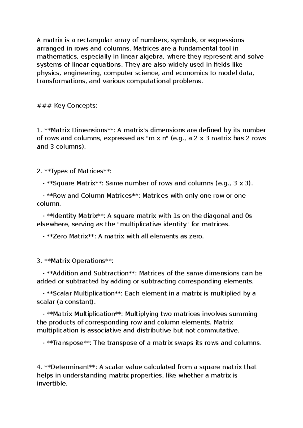 A matrix is a rectangular array of numbers - Matrices are a fundamental ...