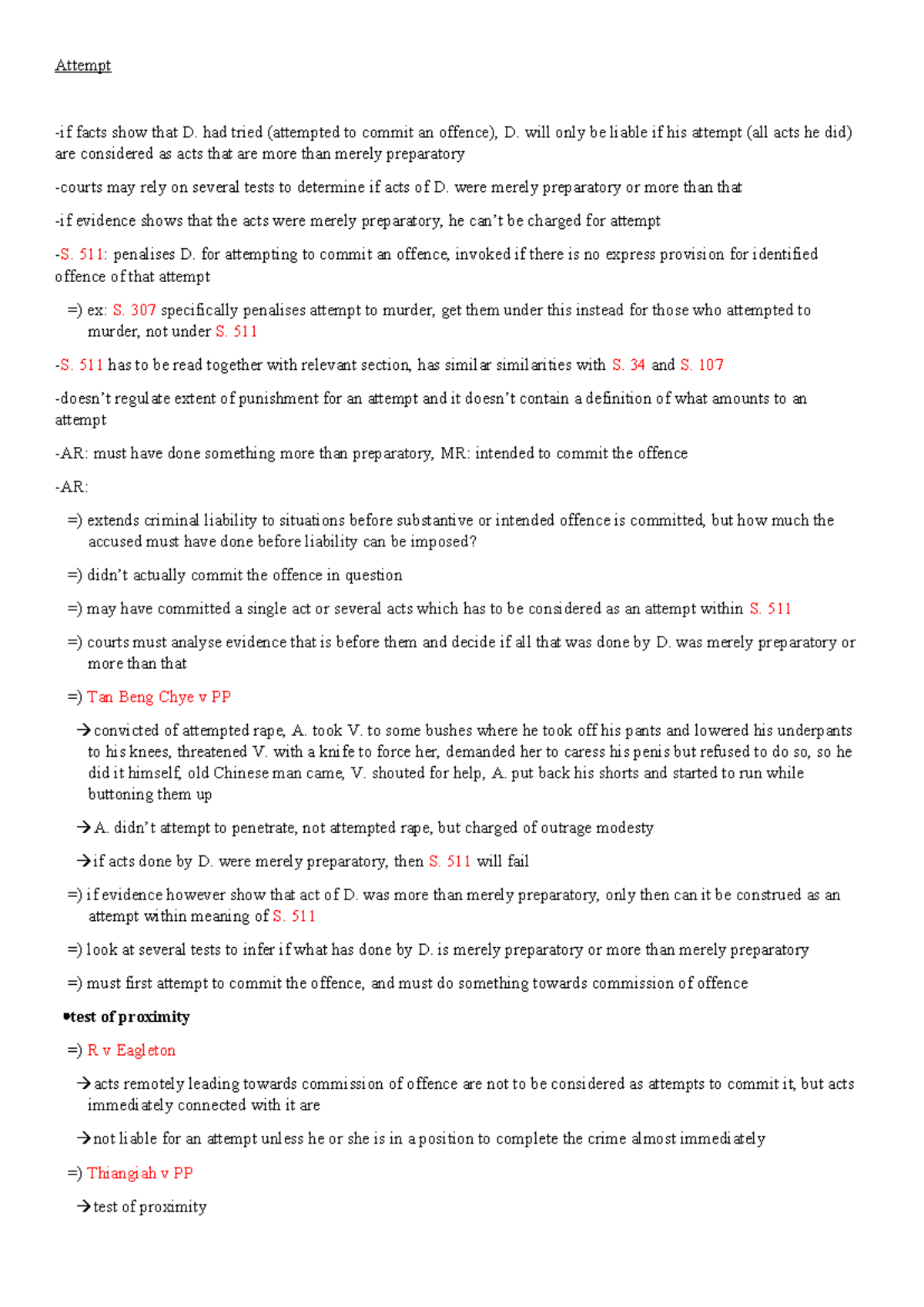 Chapter 6 (Attempt) - Criminal law is the body of law that relates to ...