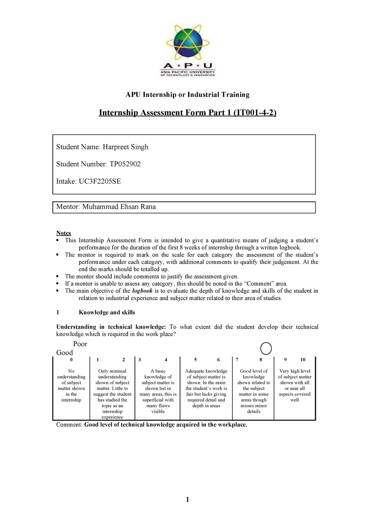 Internship Report - APU Internship or Industrial Training Internship ...