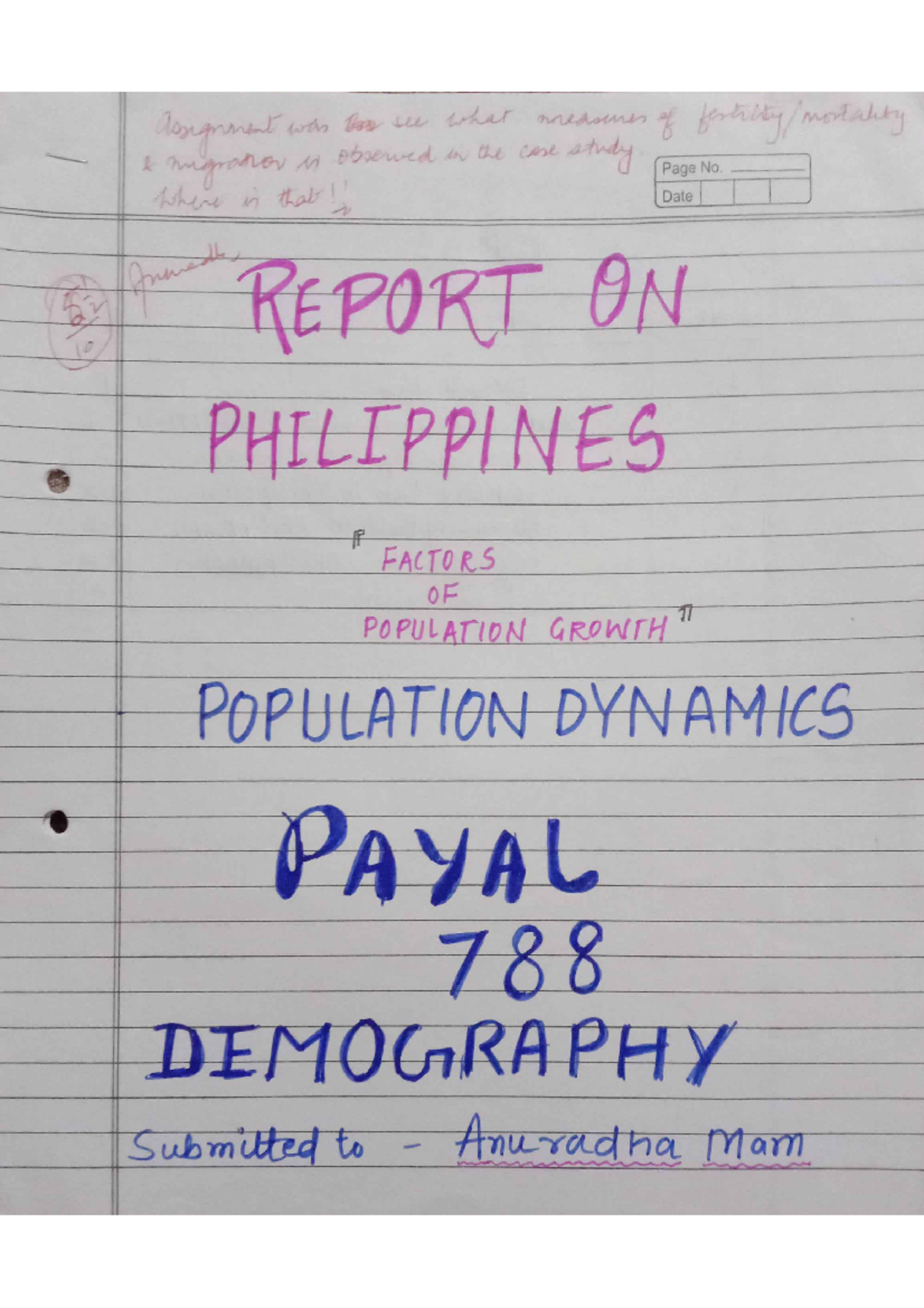 Demography assignment - BA( hons.) Geography - Studocu