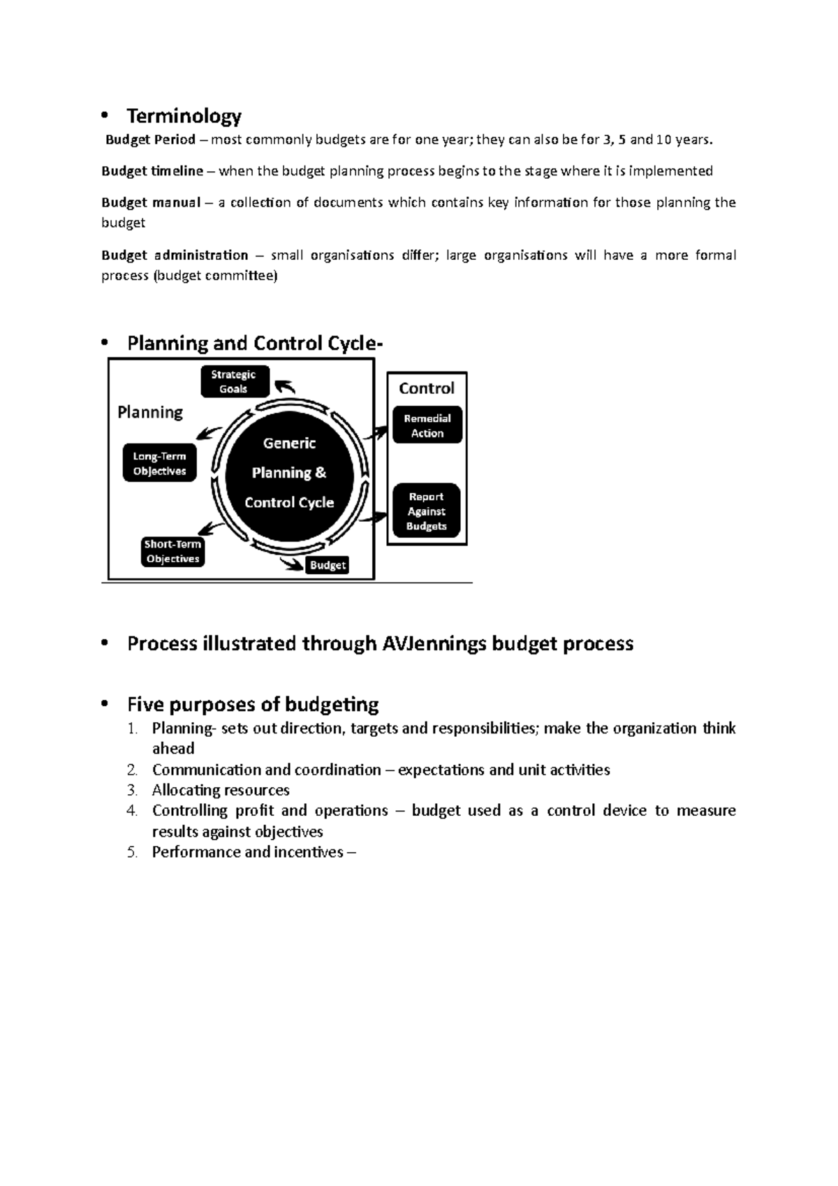 Budgeting - lecture - • Terminology Budget Period – most commonly ...