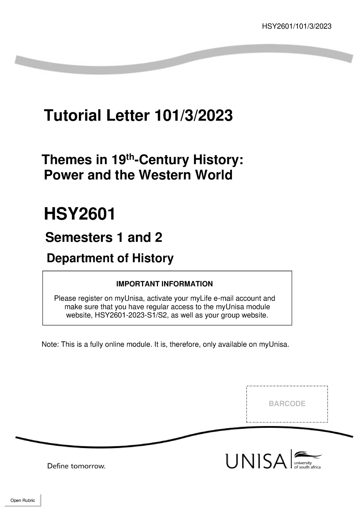 101 2023 3 B - Summaries Of Notes - HSY2601/101/3/ Tutorial Letter 101 ...