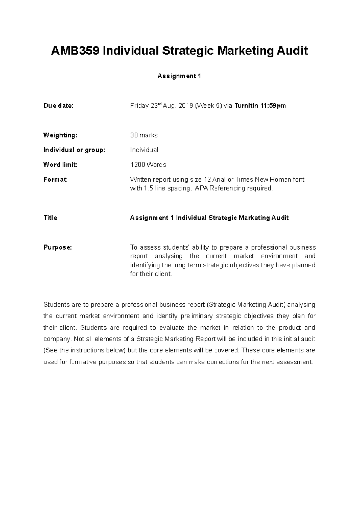 marketing audit assignment pdf