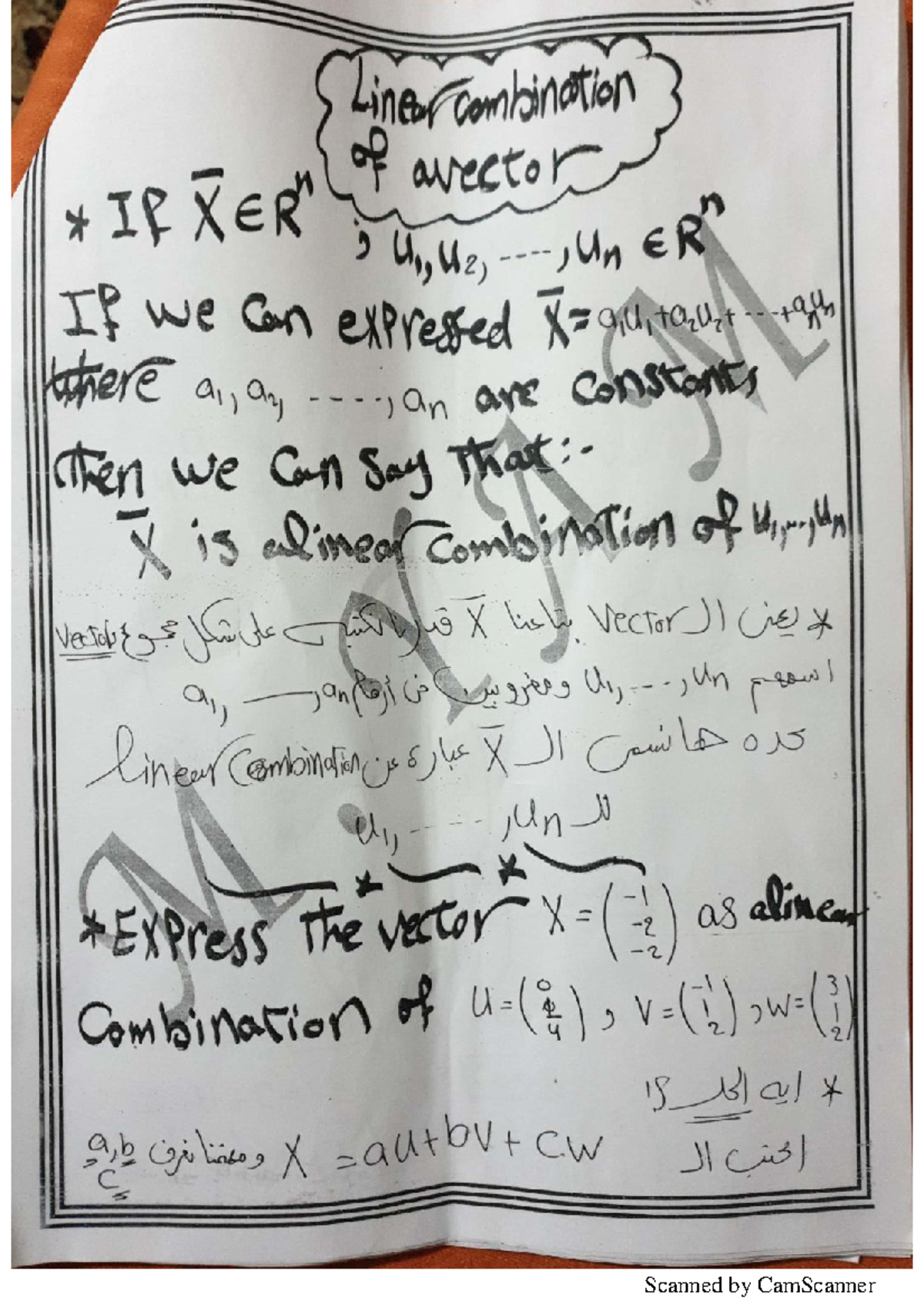 Linear Compination of Vector summary - Linear algebra - Studocu