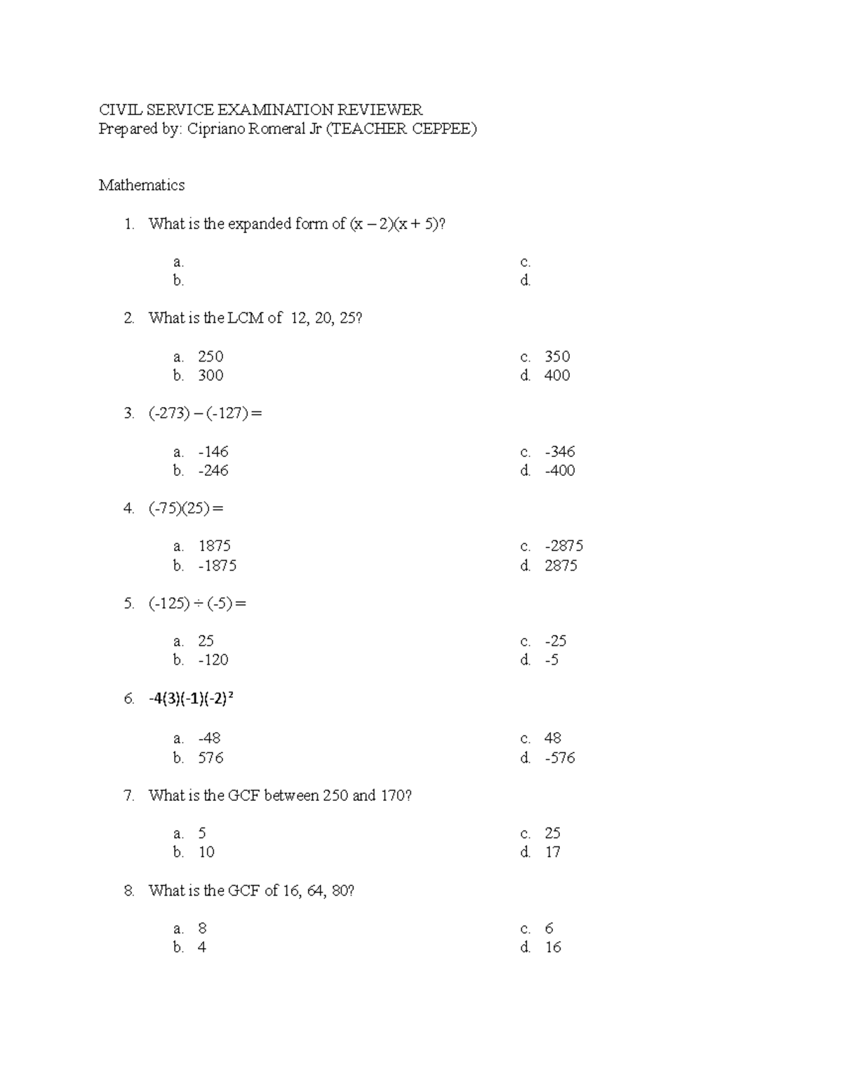 Civil- Service-math - Beed - CIVIL SERVICE EXAMINATION REVIEWER ...