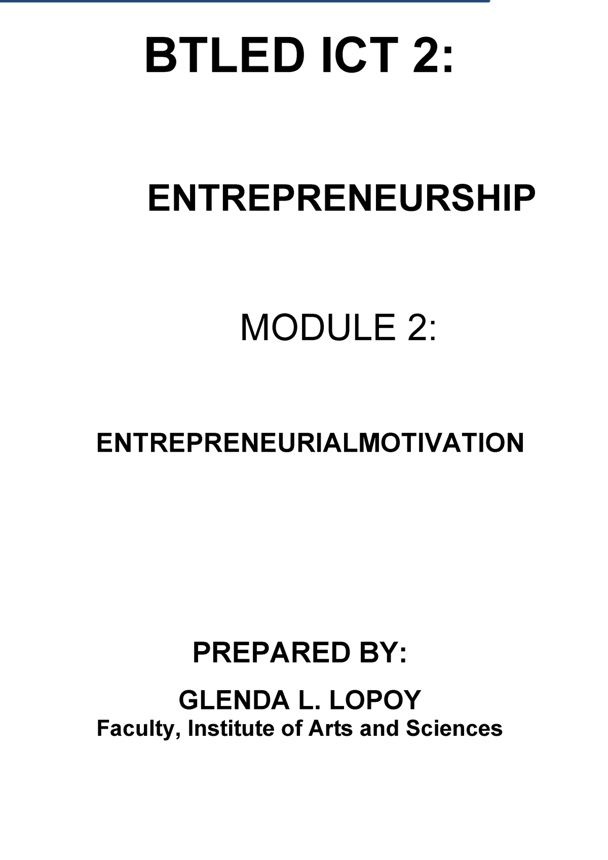 Module 2 Oct 23 - None - BTLED ICT 2: ENTREPRENEURSHIP MODULE 2 ...