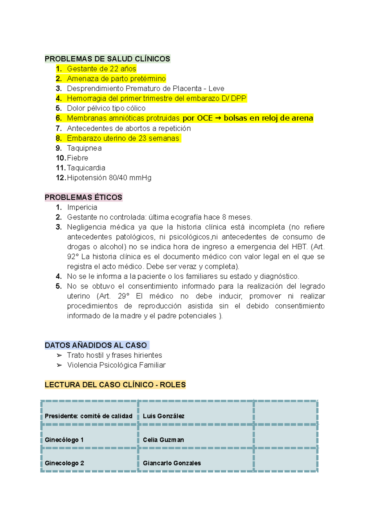 Caso Clinico Etica En Obstetricia Problemas De Salud Cl Nicos