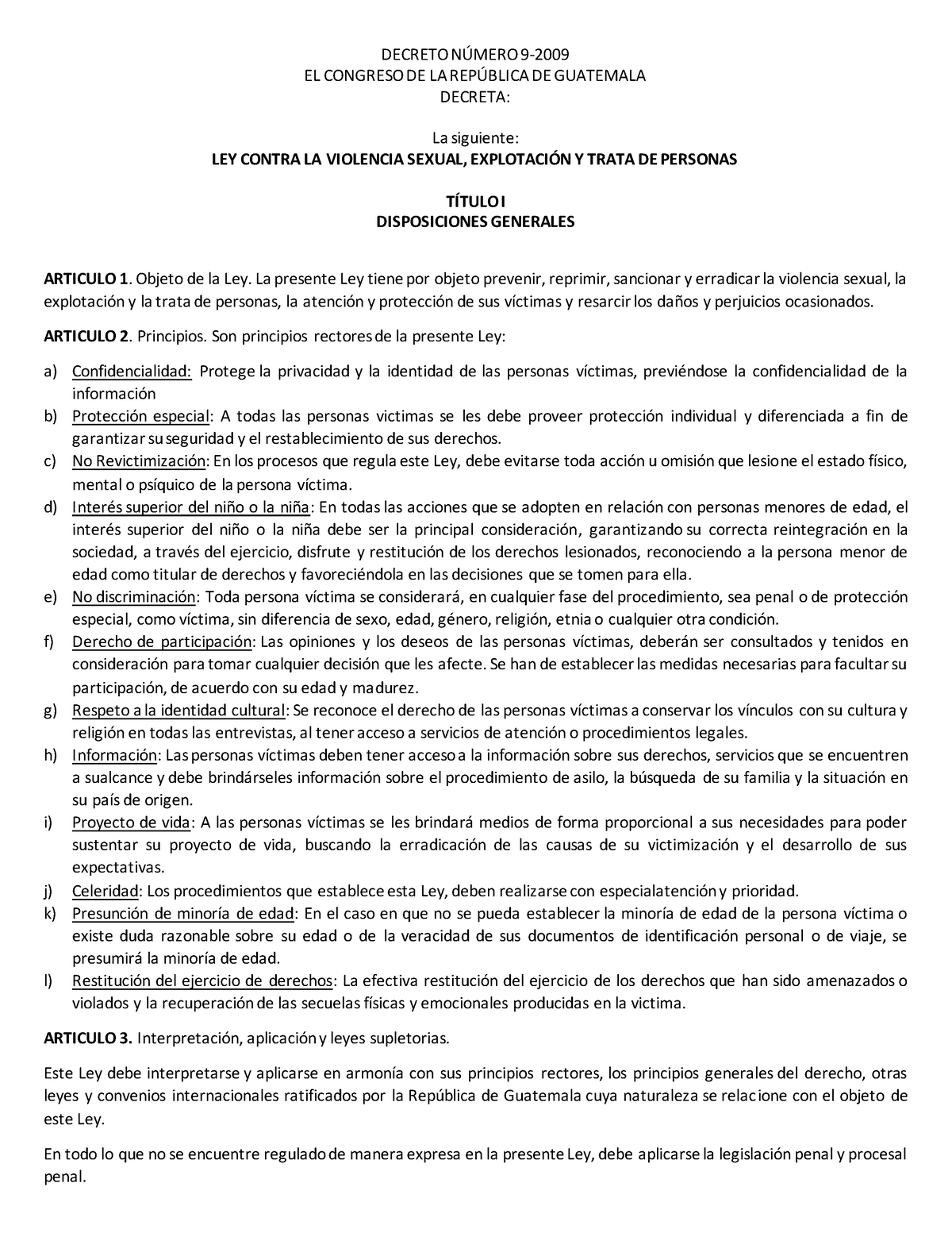 Ley Violencia Sexual Guatemala - DECRETO N⁄MERO 9- EL CONGRESO DE LA ...