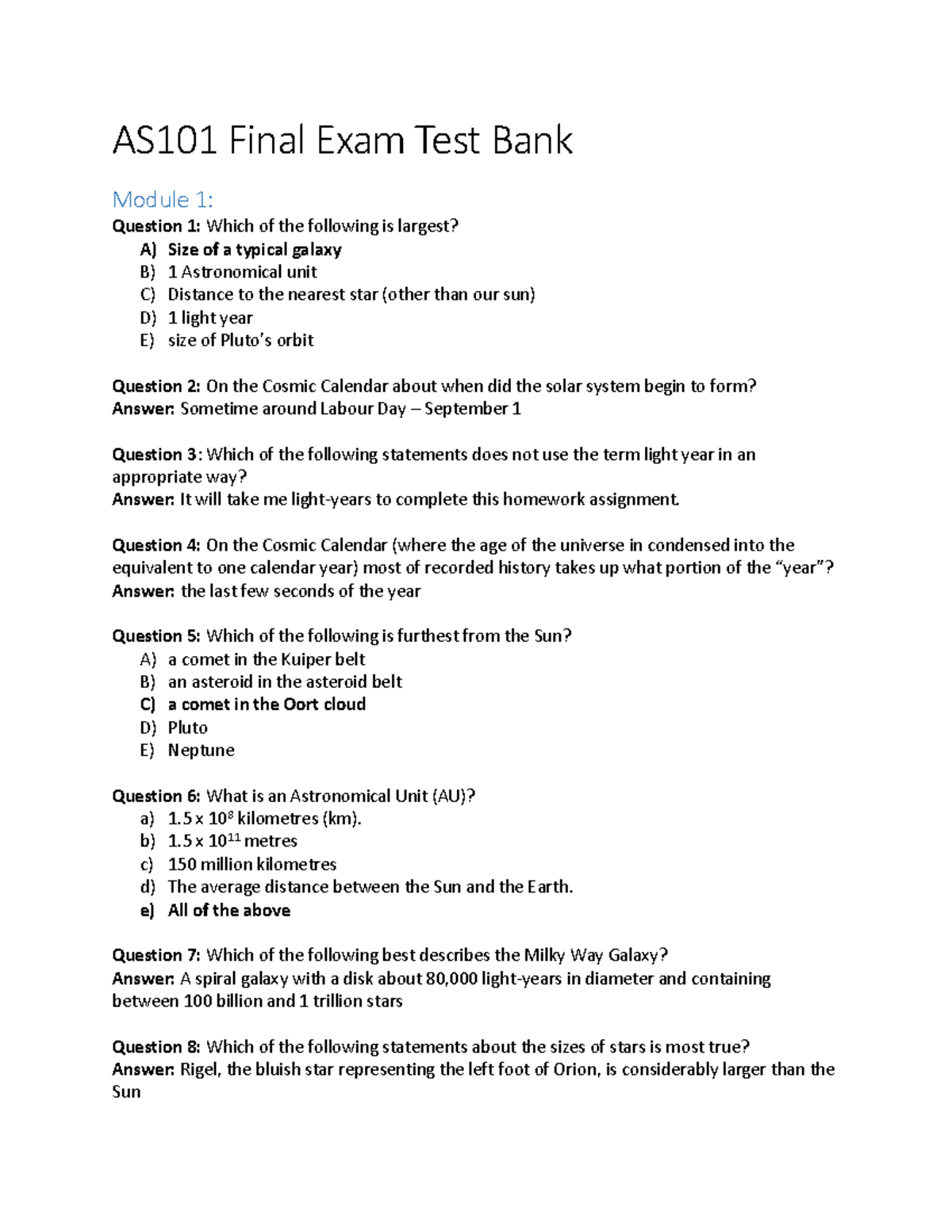 AS101 Final Exam Test Bank Compiled 2 - ASϭϬϭ FiŶal Exaŵ Test BaŶk ...