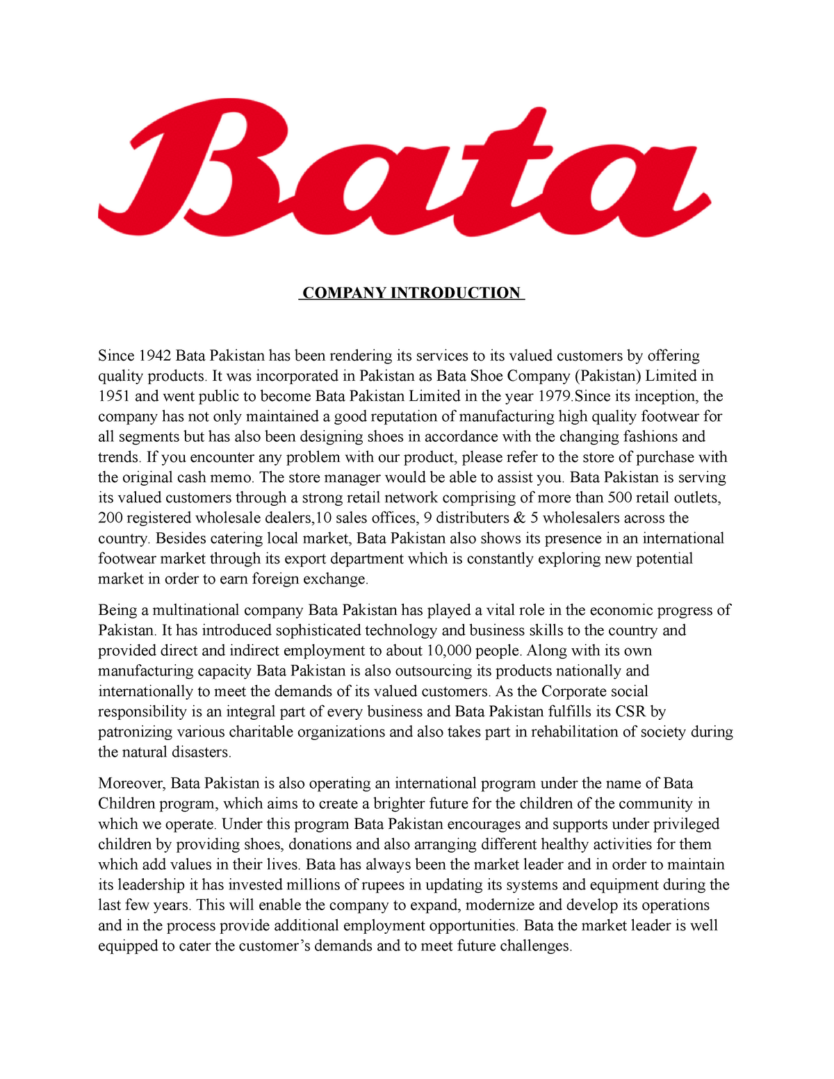 literature review on bata company