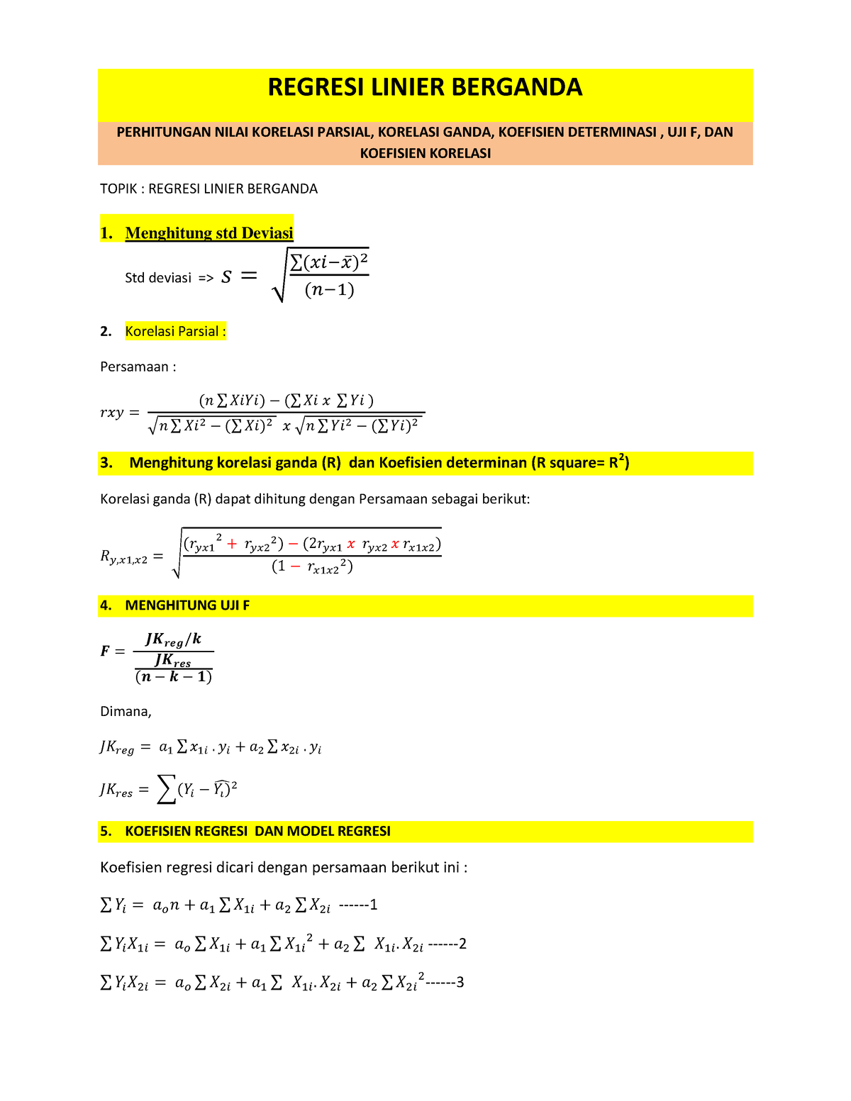 Regresi-linier-berganda - REGRESI LINIER BERGANDA PERHITUNGAN NILAI ...