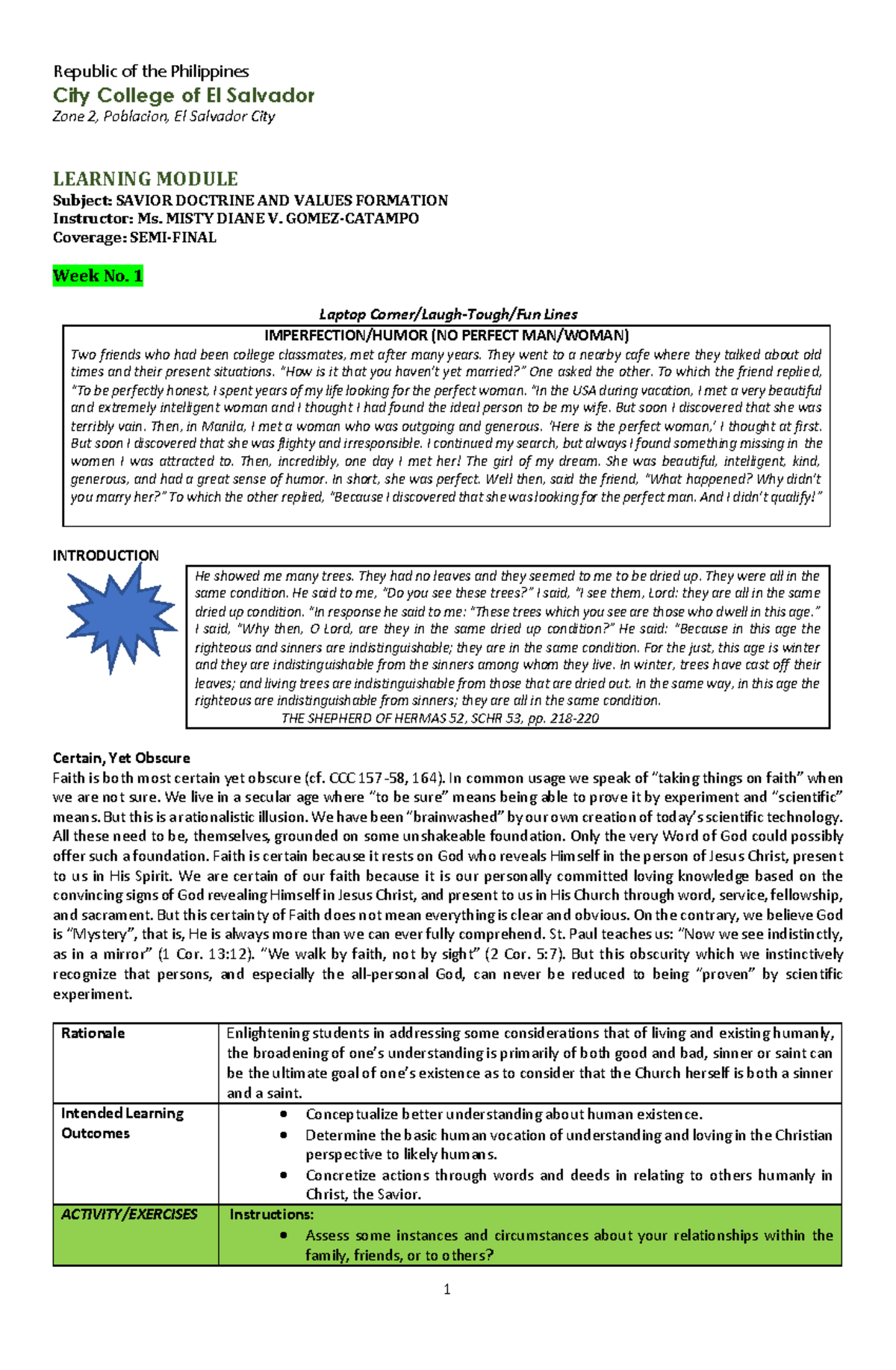 IS101 Semifinals Module (1st semester) - Republic of the Philippines ...