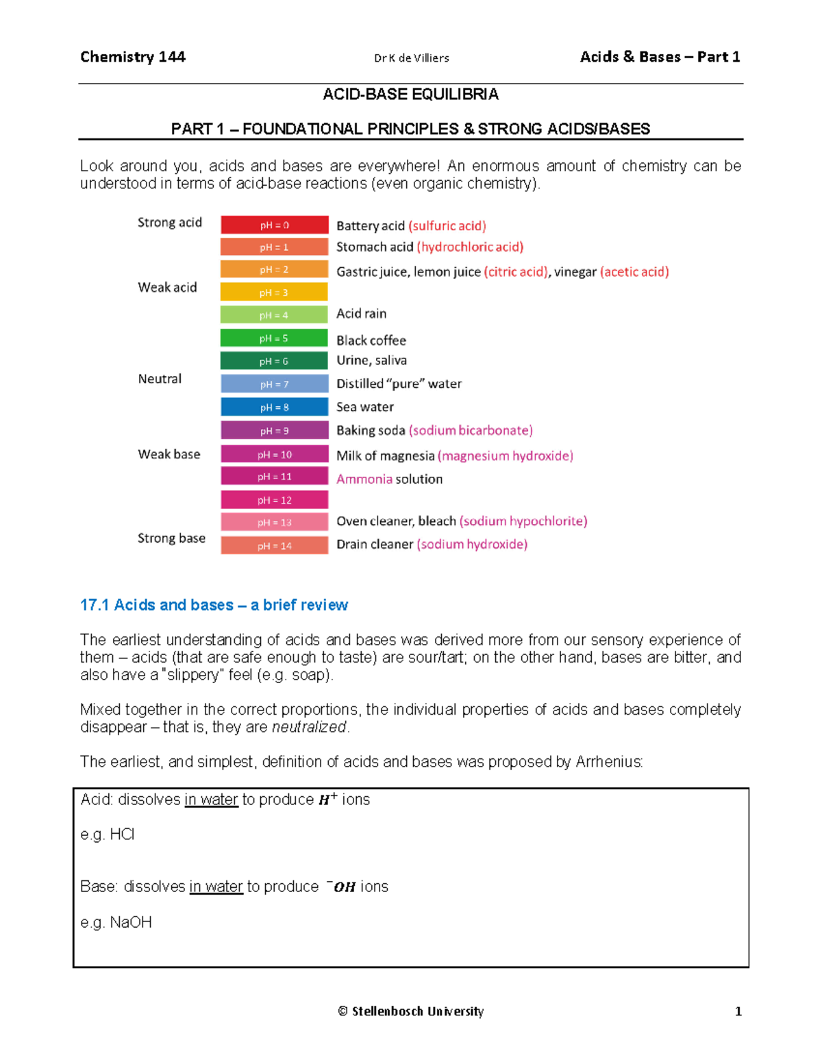 Acids Part 1 Class notes de97df4473c44c0d93d393a574f50ee3 - ACID-BASE ...