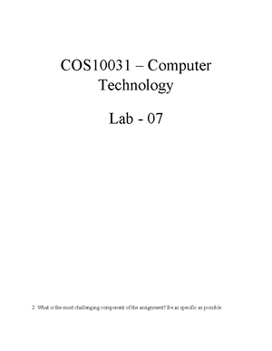 Week7 Lab - week 7 lab - Computer Technology COS – 10032 Week 7 LAB 1 ...