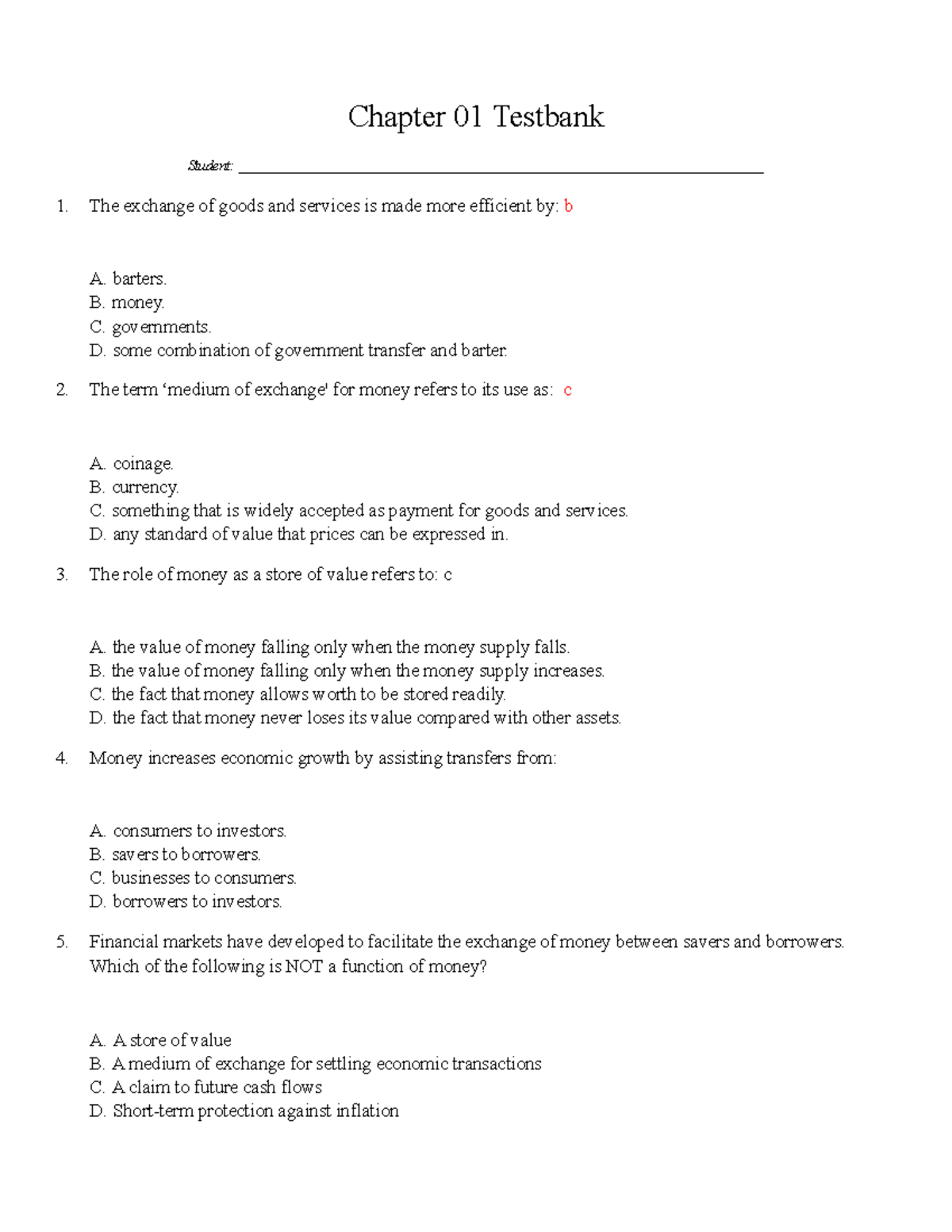 Chapter 01 Testbank - Good - Chapter 01 Testbank Student: - Studocu