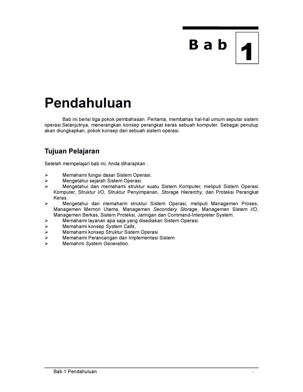 Lec IT 012336 2 1 - Sistem Operasi - B A B Pendahuluan Bab Ini Berisi ...