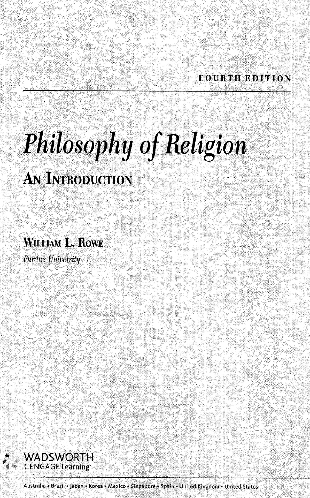 rowe-the-idea-of-god-philosophy-in-religion-wadsworth-cengage