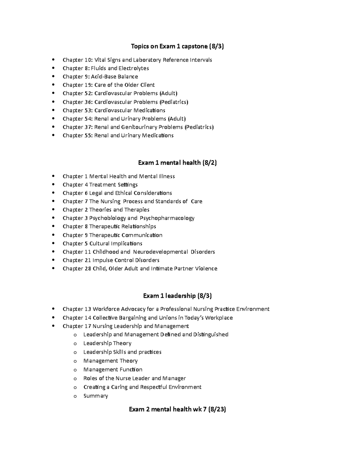 Exam-1 - exam 1 - Topics on Exam 1 capstone Chapter 10: Vital Signs and ...