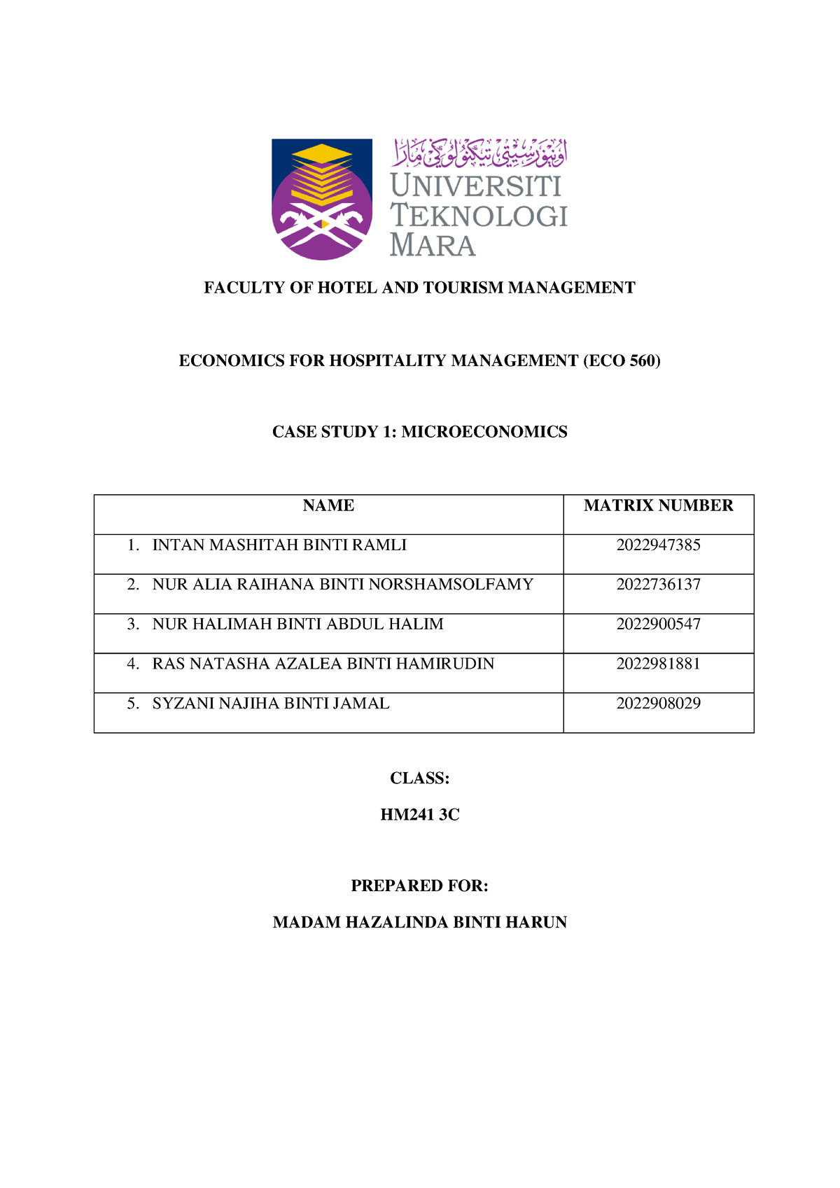 case study example microeconomics