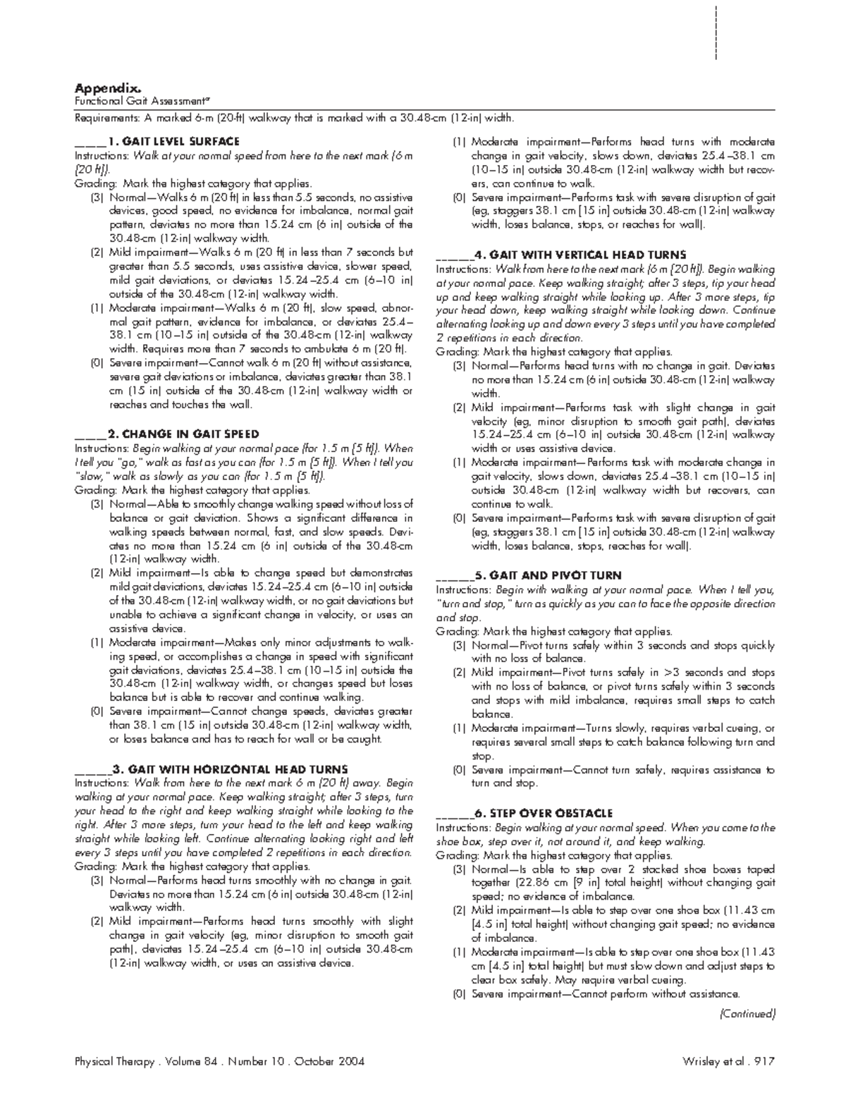 Functional Gait Assessment Appendix Functional Gait Assessment A