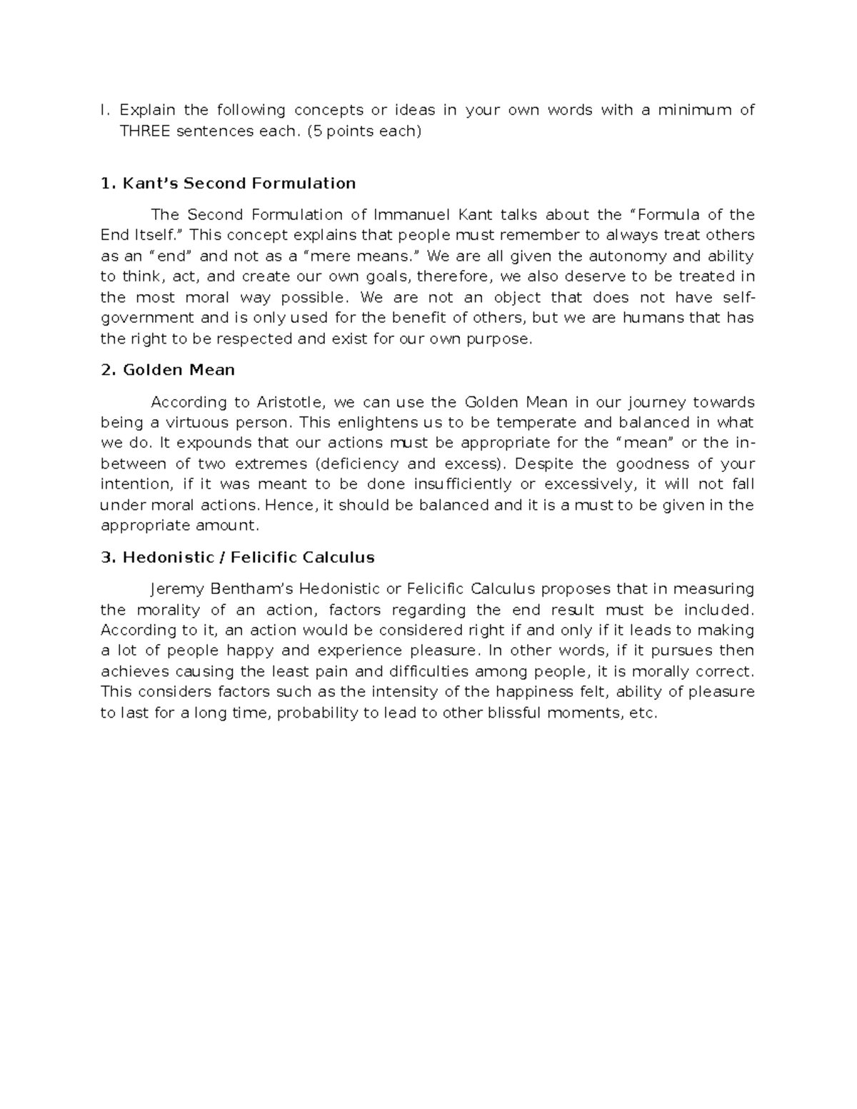 [32] Test - About Kant, etc., and their theories - I. Explain the ...